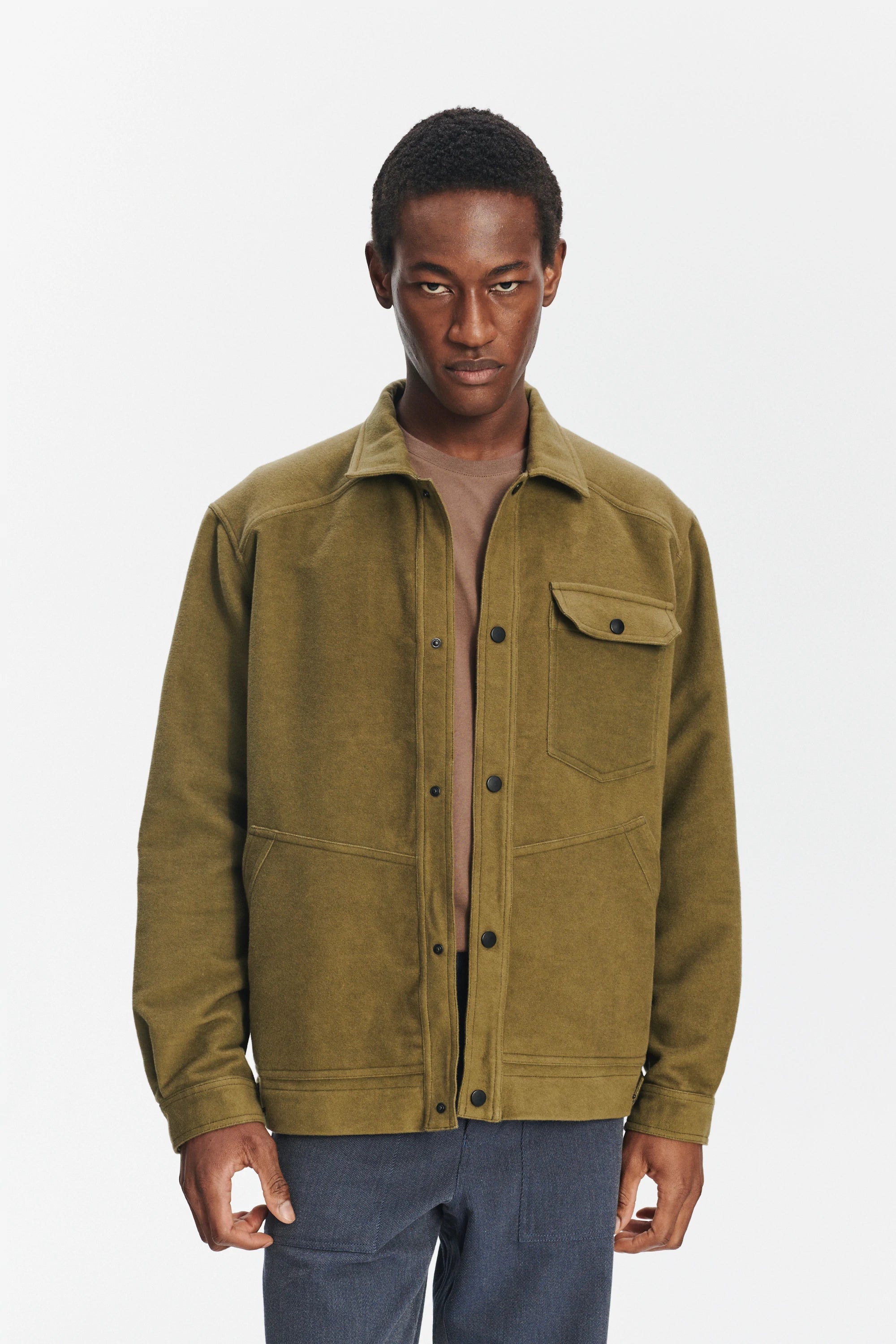 French Workwear Jacket in the Finest Green and Violet Blue Italian Double Sided Cotton