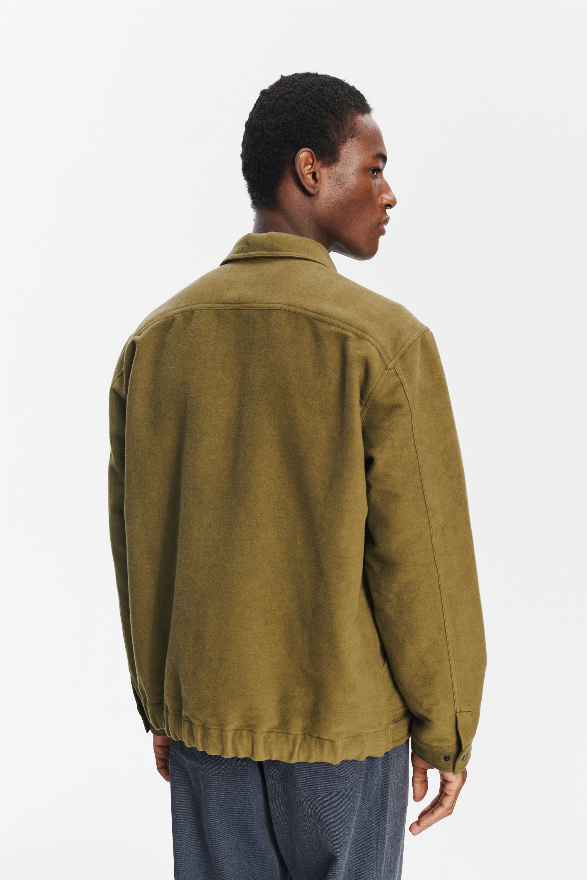 French Workwear Jacket in the Finest Green and Violet Blue Italian Double Sided Cotton