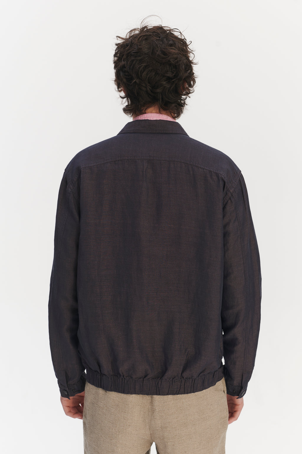French Workwear Jacket in a Purple Brown Light Italian Linen
