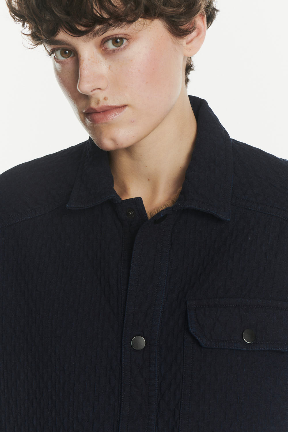 French Workwear Jacket in the Finest Deep Blue Piqué Japanese Cotton Denim