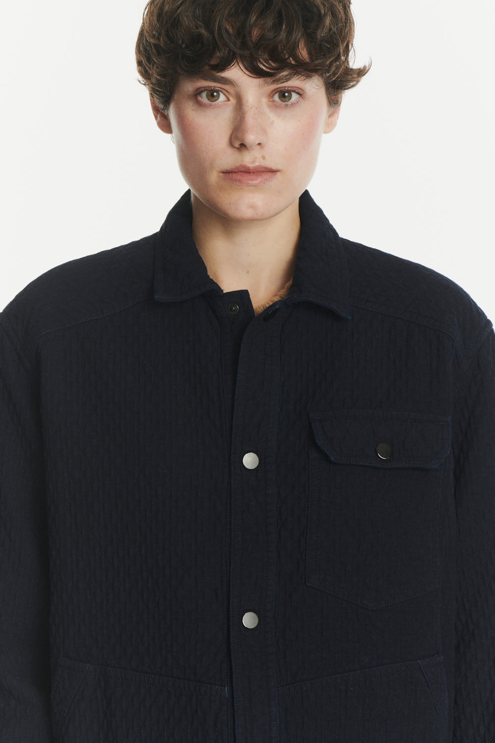 French Workwear Jacket in the Finest Deep Blue Piqué Japanese Cotton Denim