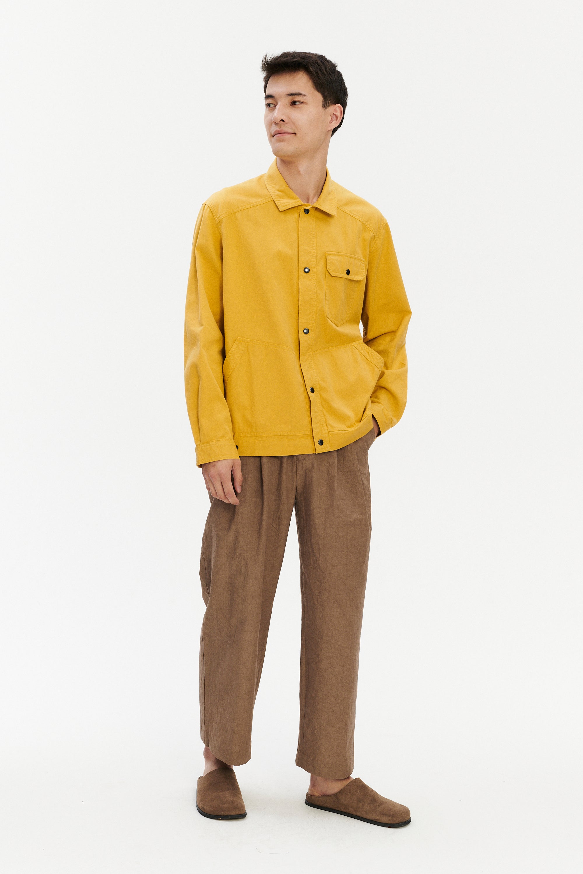 French Workwear Jacket in Yellow Italian Cotton