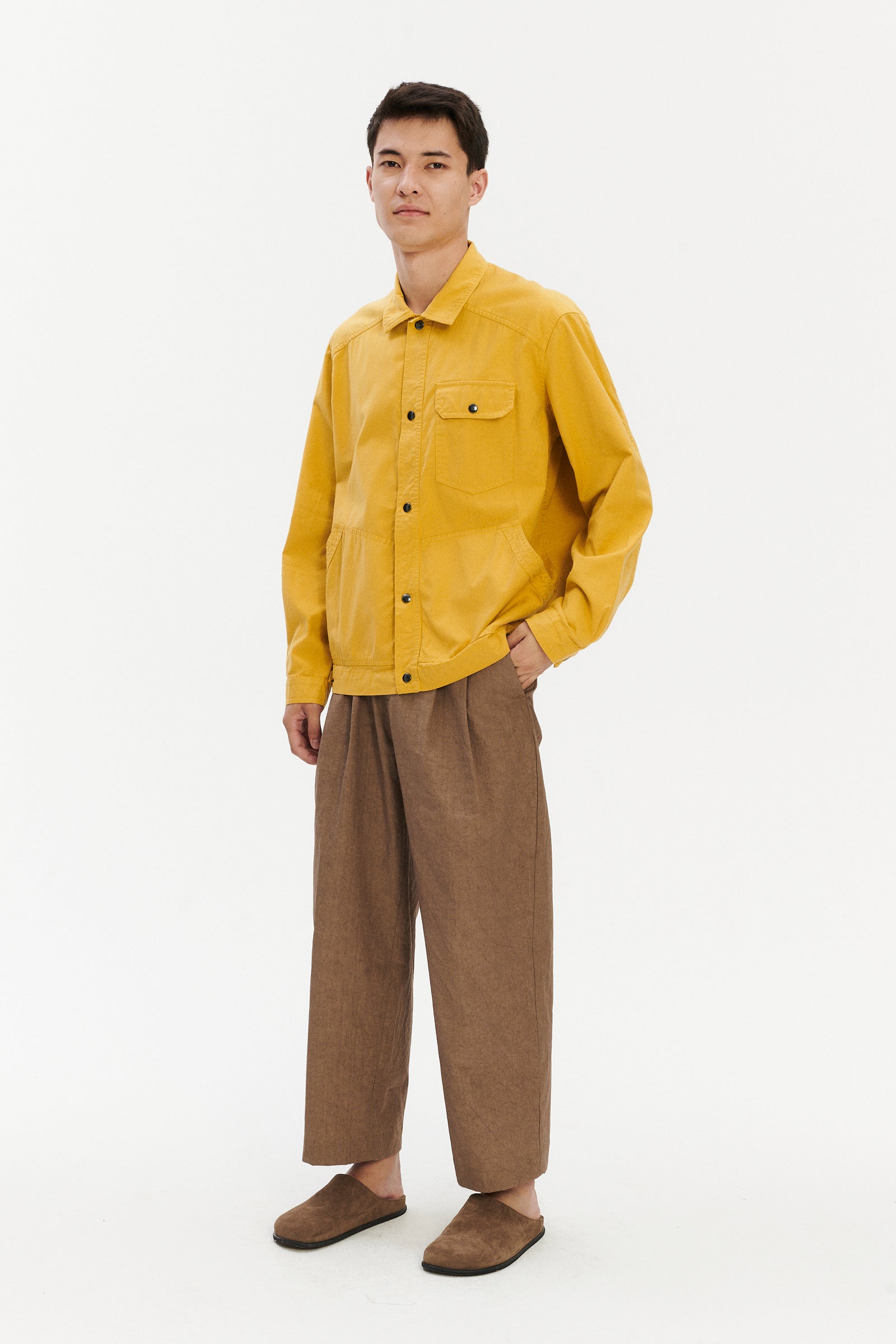French Workwear Jacket in a Yellow Italian Cotton