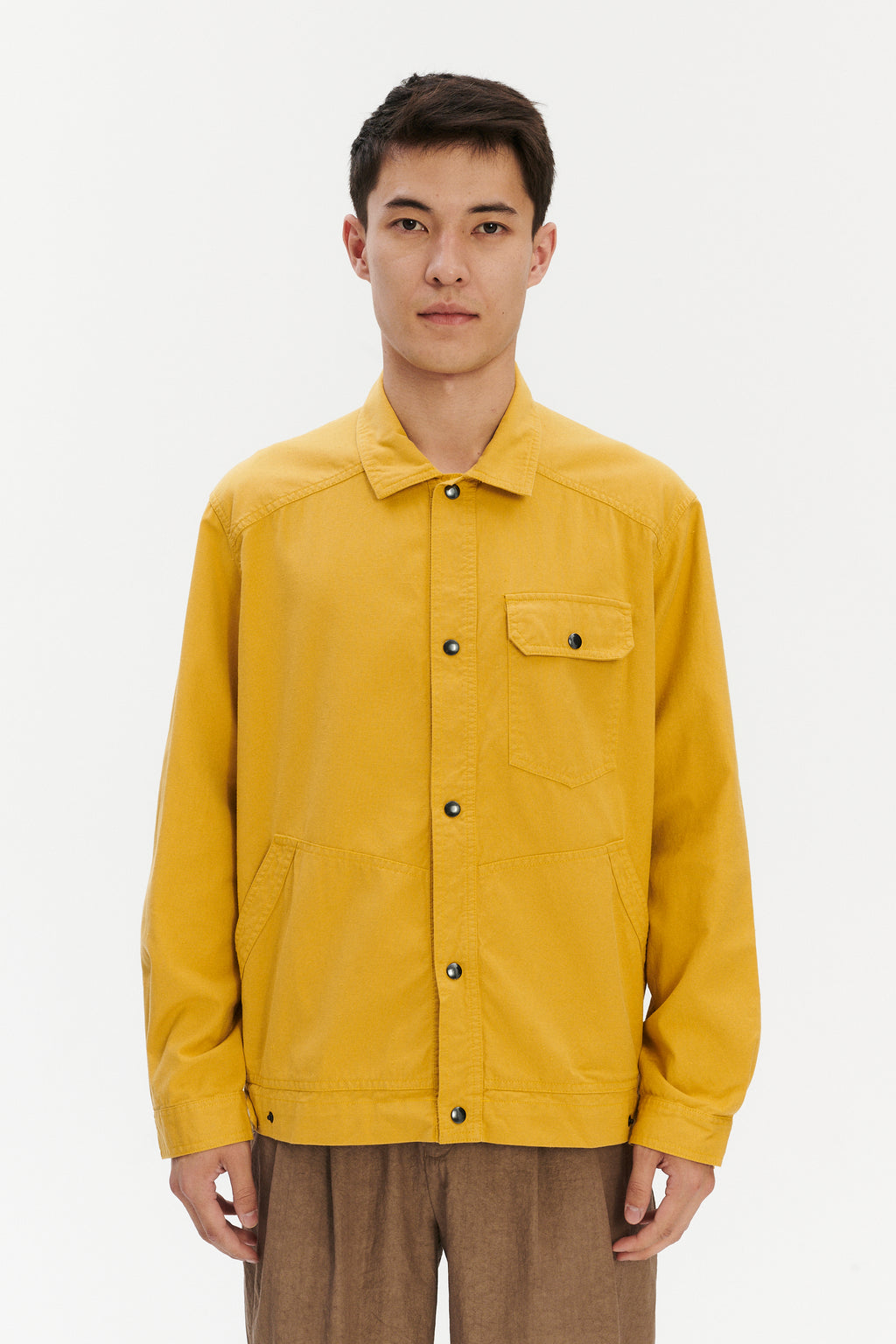 French Workwear Jacket in Yellow Italian Cotton