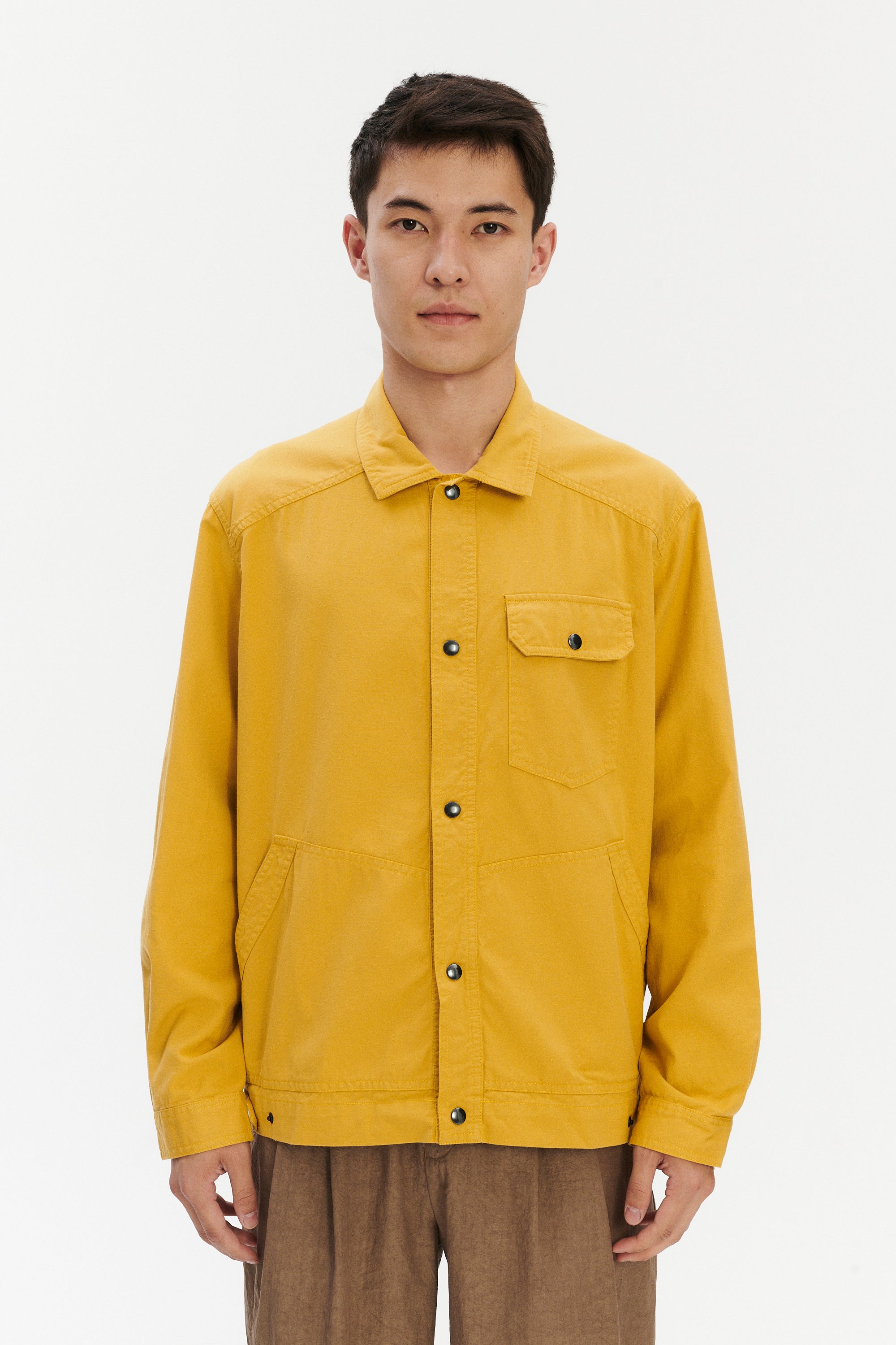 French Workwear Jacket in Yellow Italian Cotton