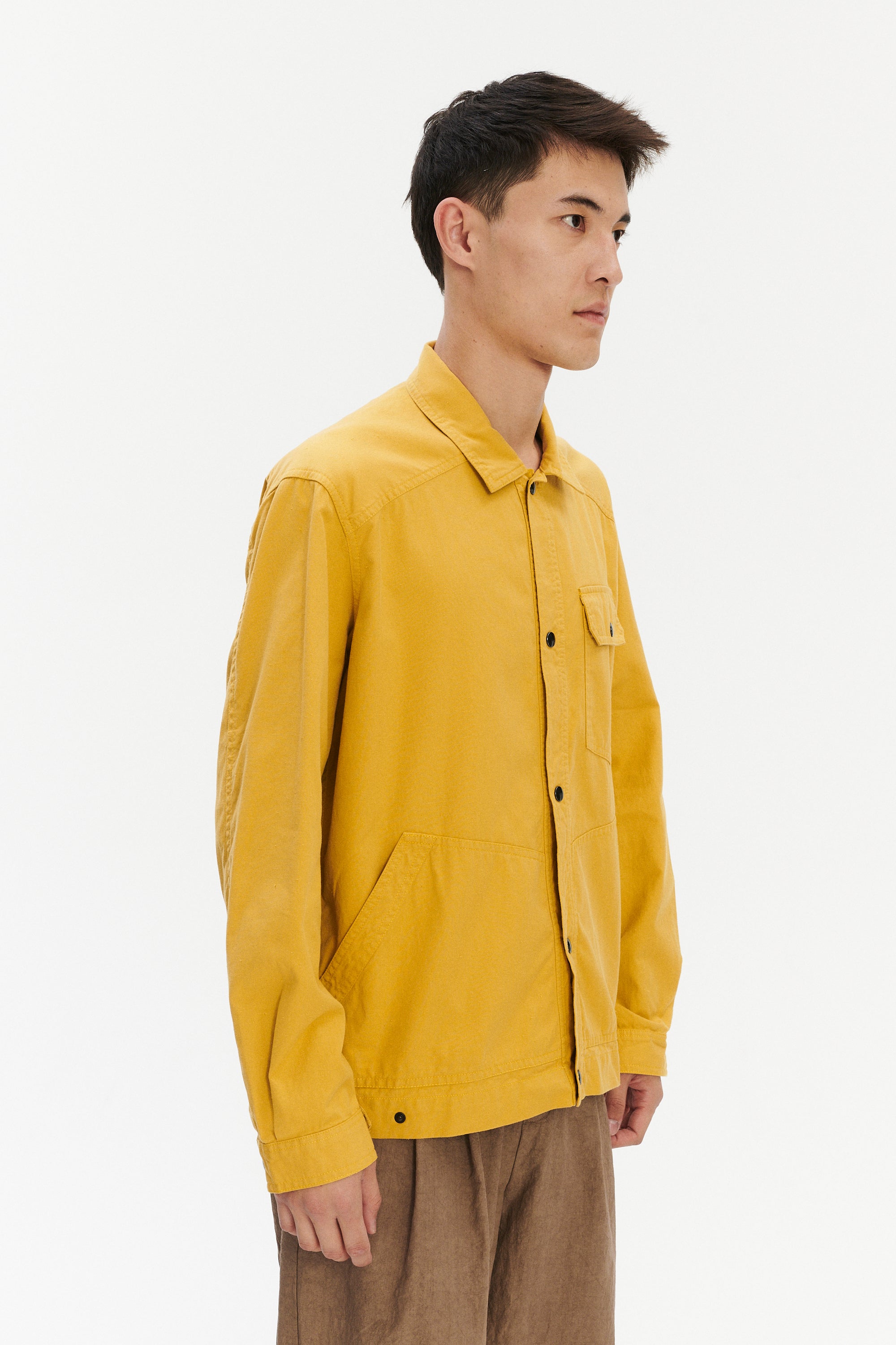 French Workwear Jacket in Yellow Italian Cotton