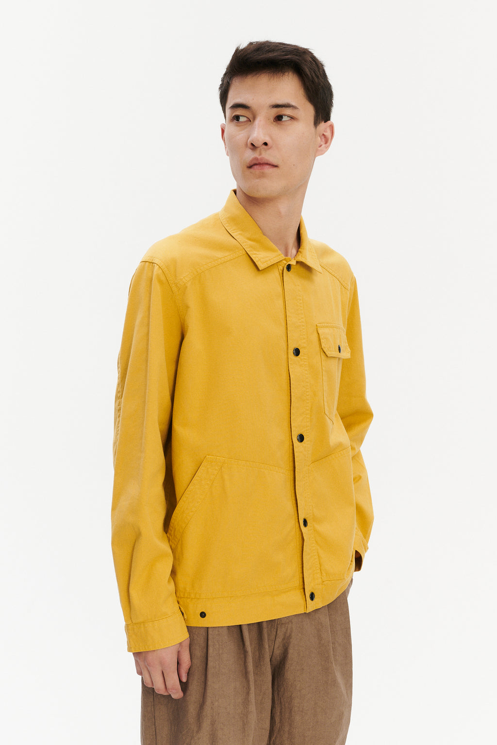 French Workwear Jacket in Yellow Italian Cotton