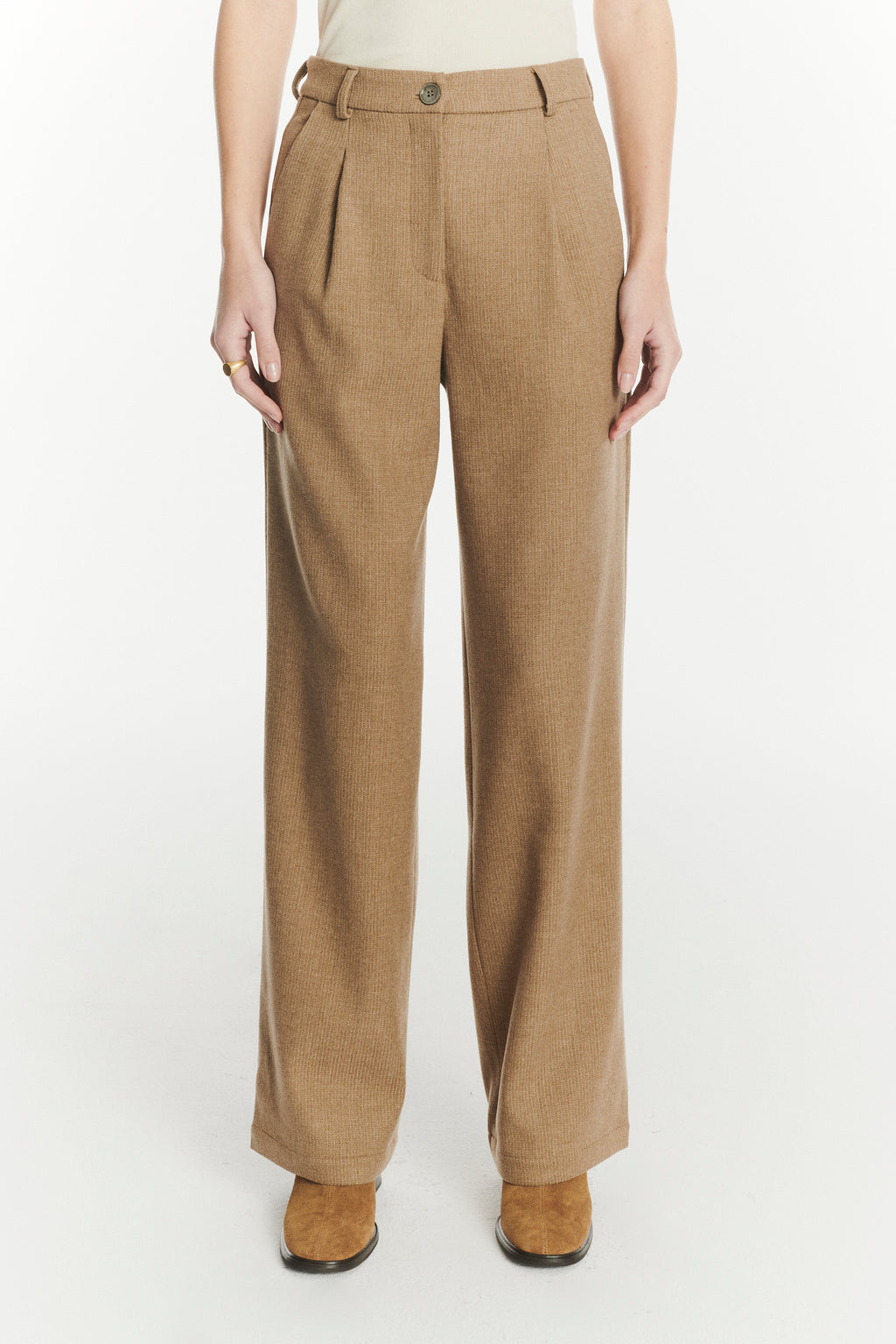 Slick Trousers in the Finest Light Beige Italian Virgin Wool and Cashmere