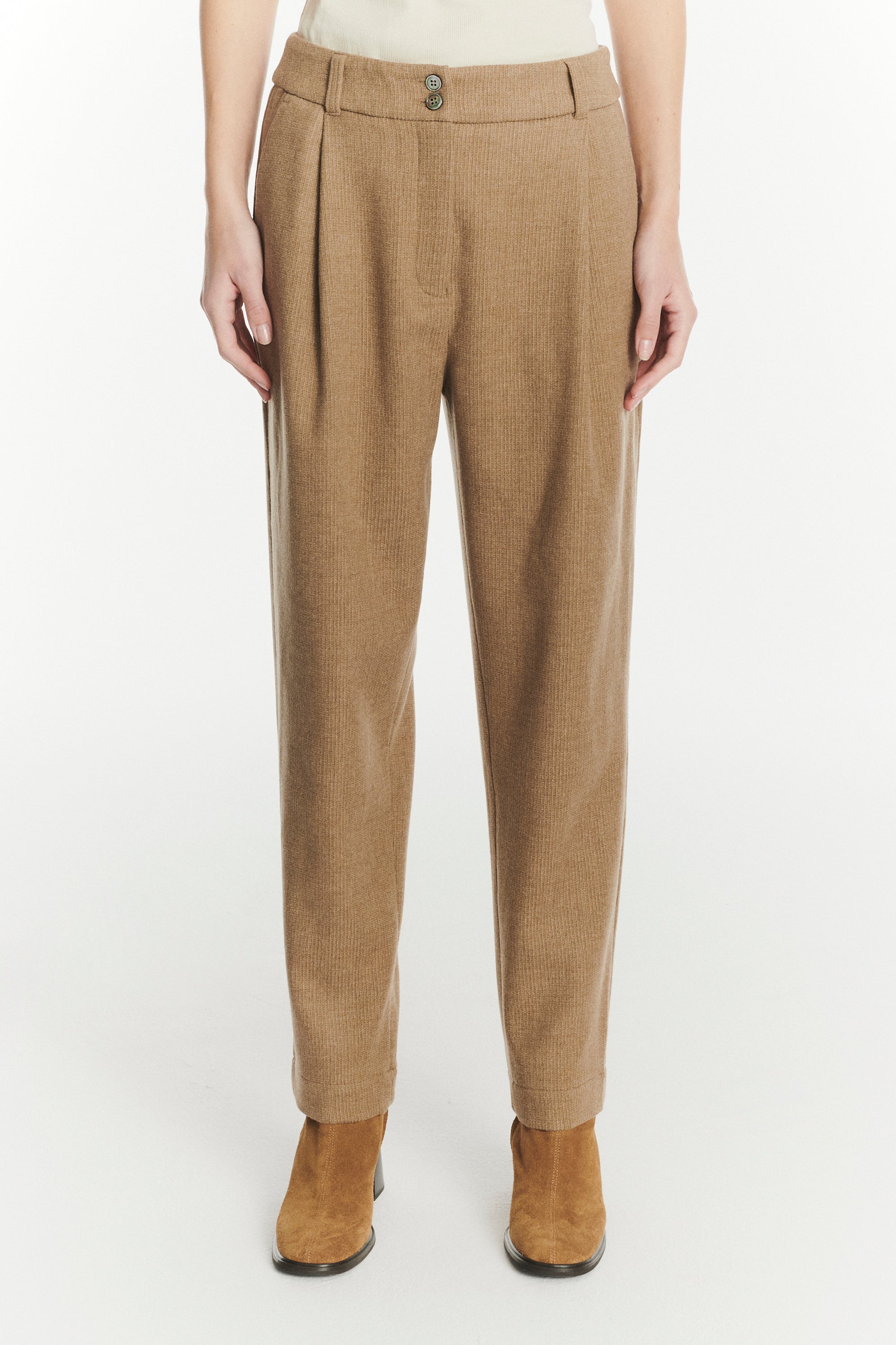Slick Trousers in the Finest Light Beige Italian Virgin Wool and Cashmere