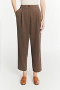 Trousers in the Finest Blend of Taupe Brown Italian Virgin Wool and Cotton by Albini