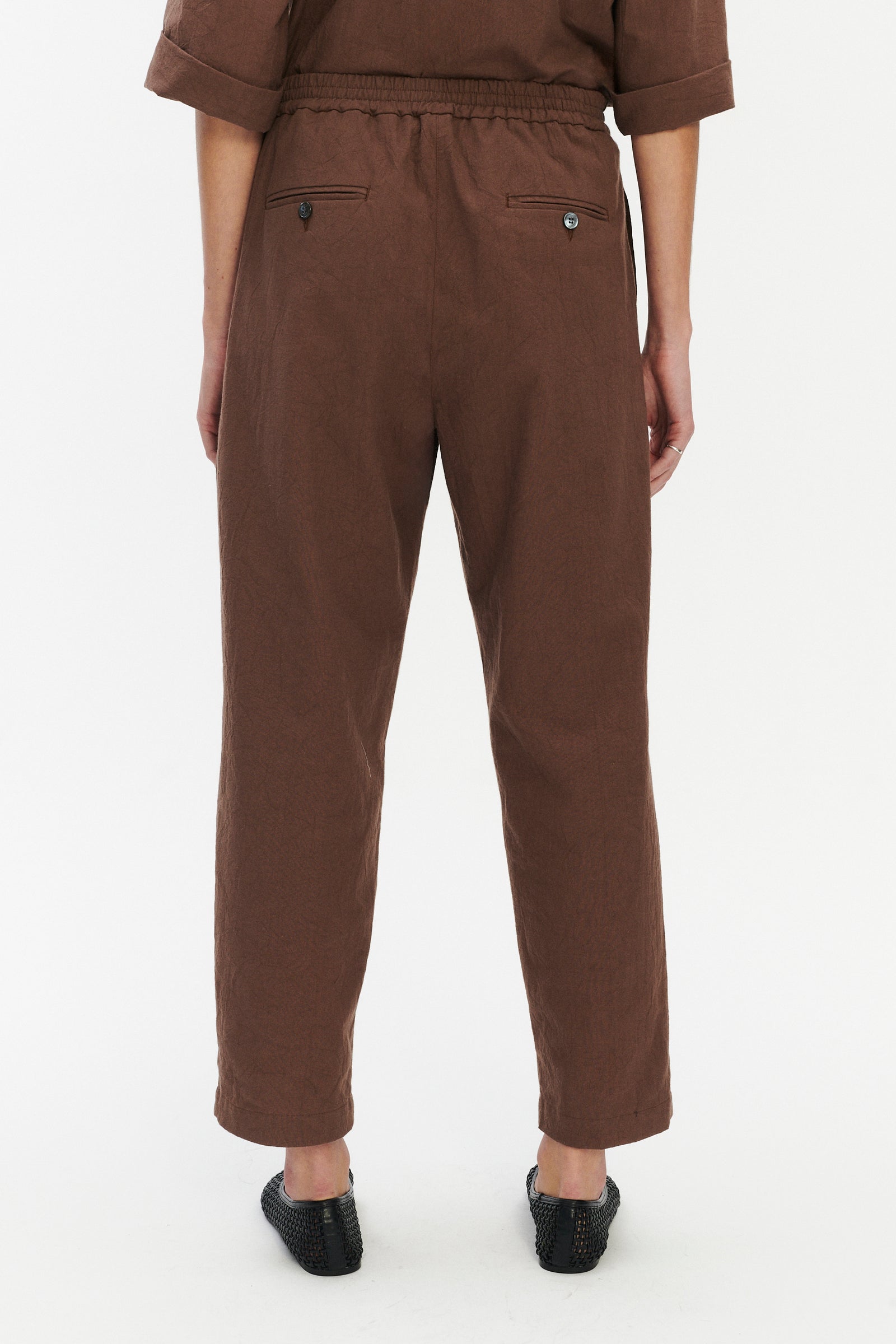 Trousers in a Brown Japanese Wrinkled Soft Cotton