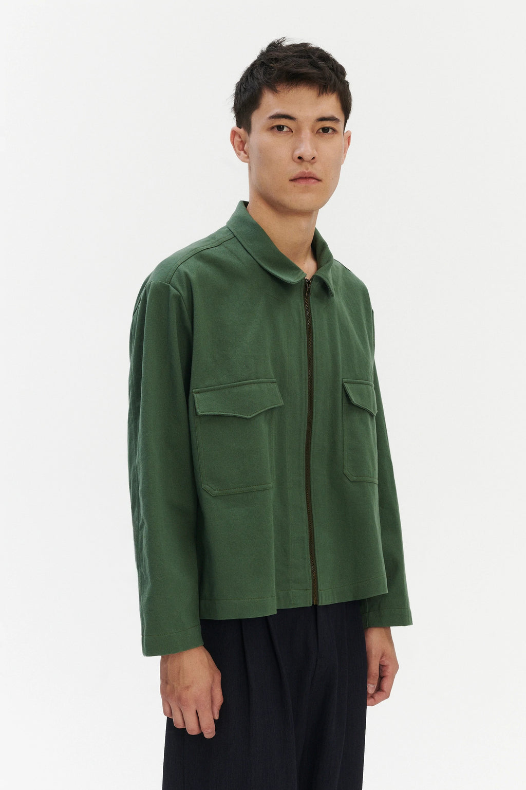 Pre-Order: Italian Workwear Jacket in Green Japanese Cotton
