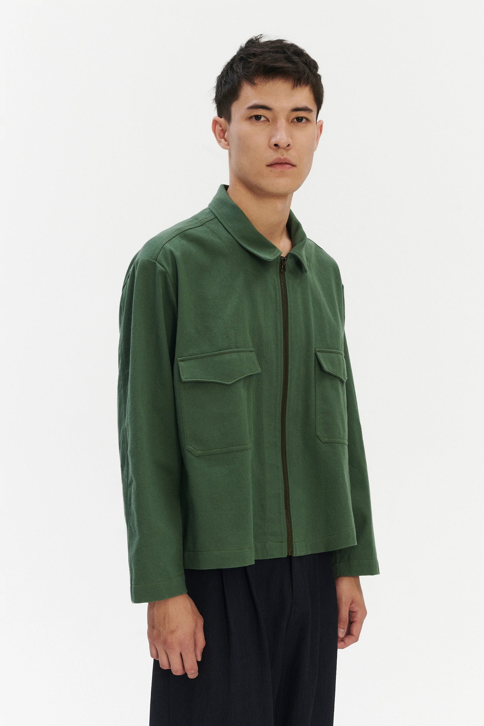 Palermo Workwear Jacket in an Opulent Green Japanese Cotton