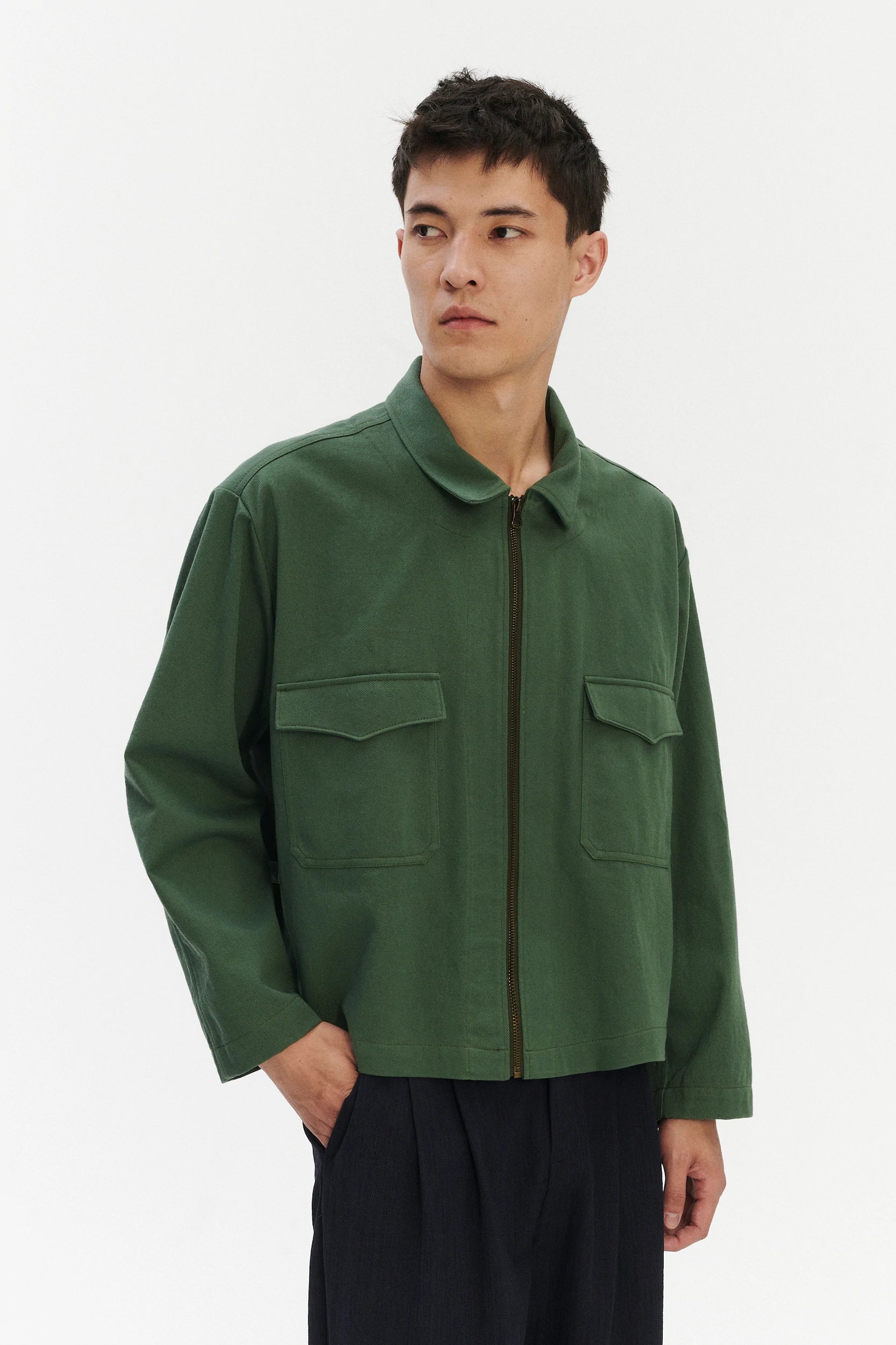 Pre-Order: Italian Workwear Jacket in Green Japanese Cotton