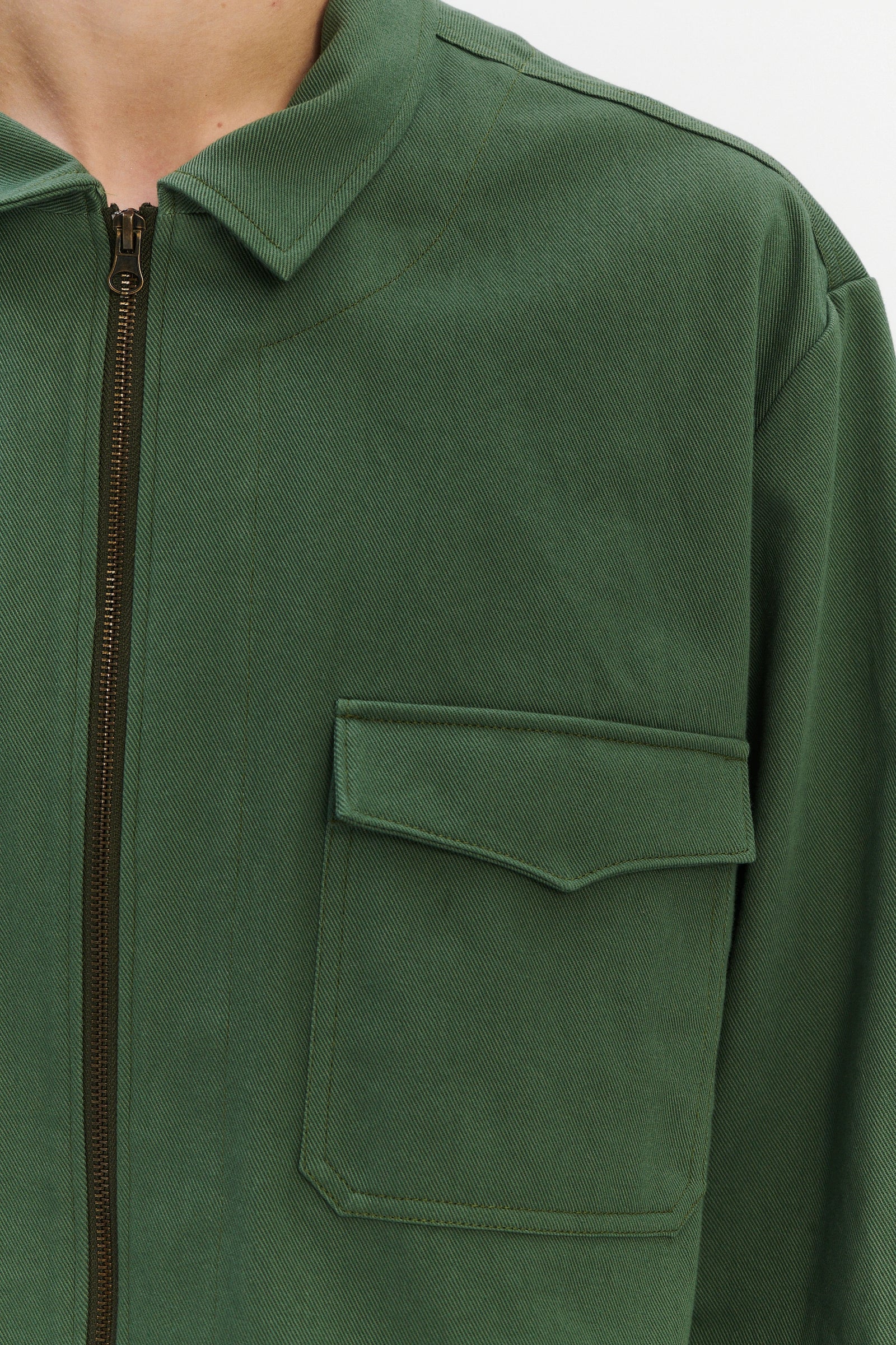 Palermo Workwear Jacket in an Opulent Green Japanese Cotton