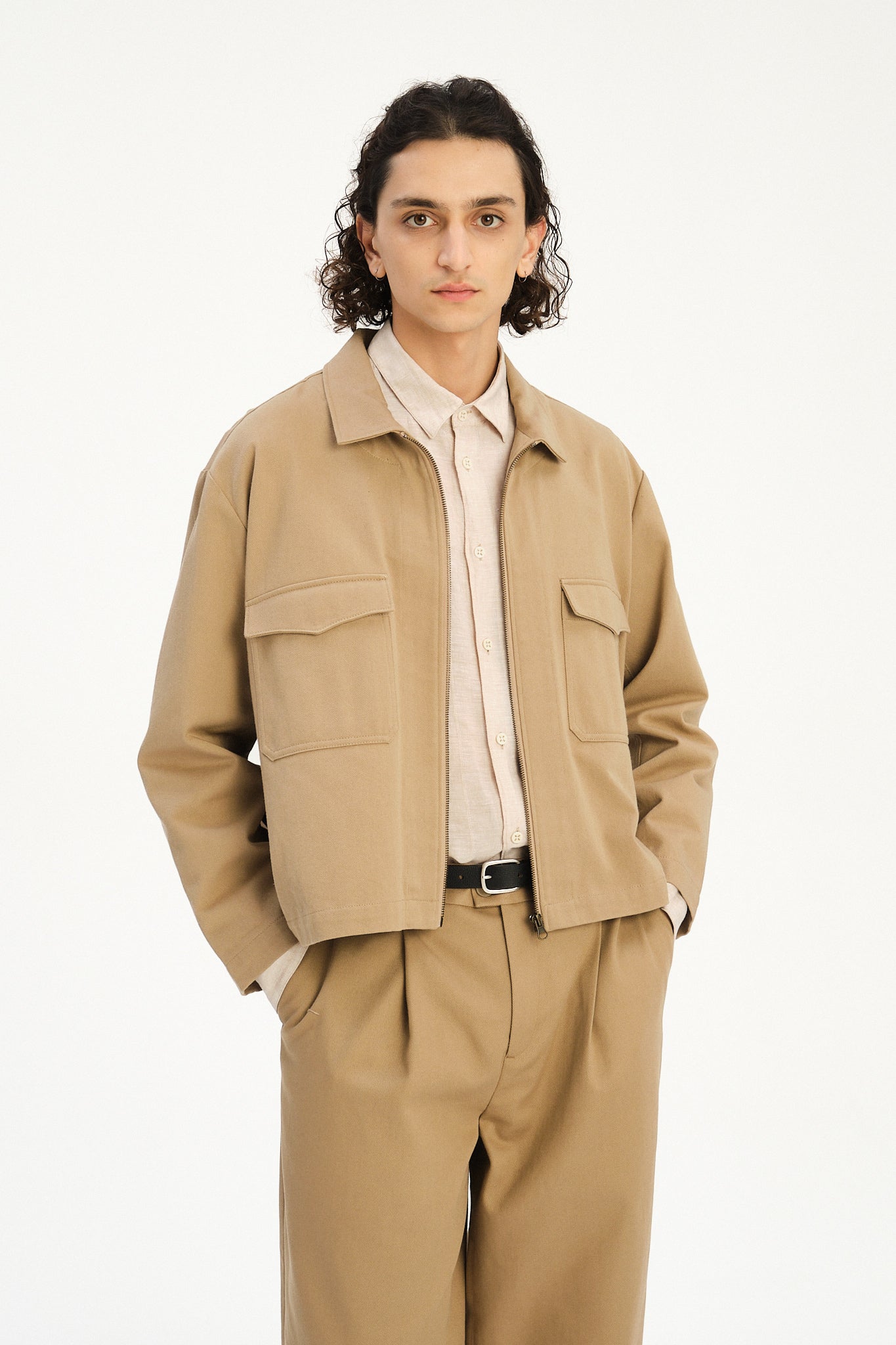 Palermo Workwear Jacket  in a Khaki Japanese Diagonal Twill Cotton
