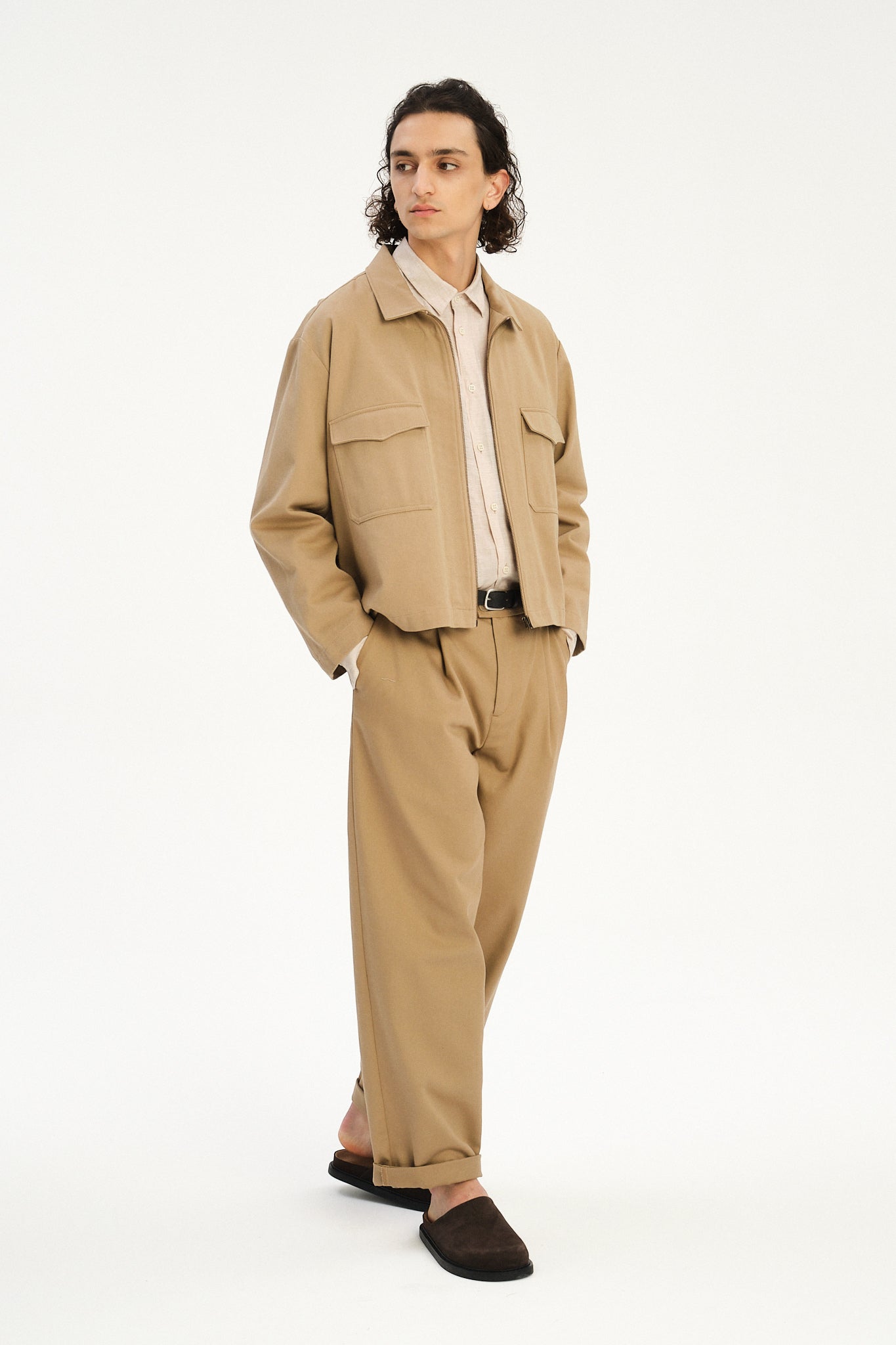 Palermo Workwear Jacket  in a Khaki Japanese Diagonal Twill Cotton