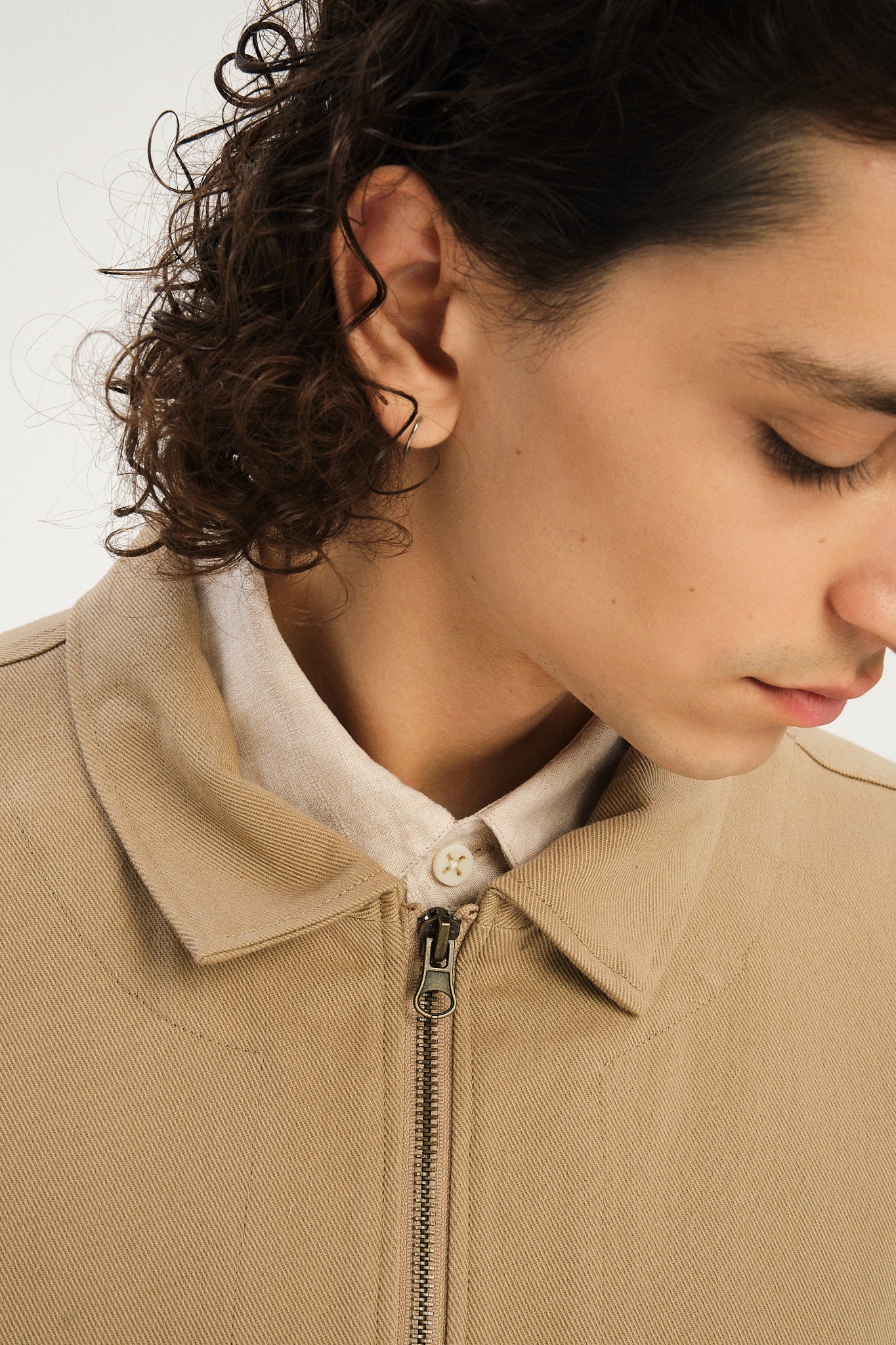 Palermo Workwear Jacket  in a Khaki Japanese Diagonal Twill Cotton