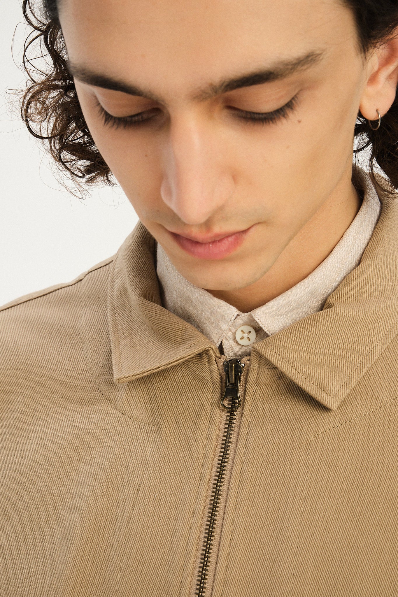 Palermo Workwear Jacket  in a Khaki Japanese Diagonal Twill Cotton
