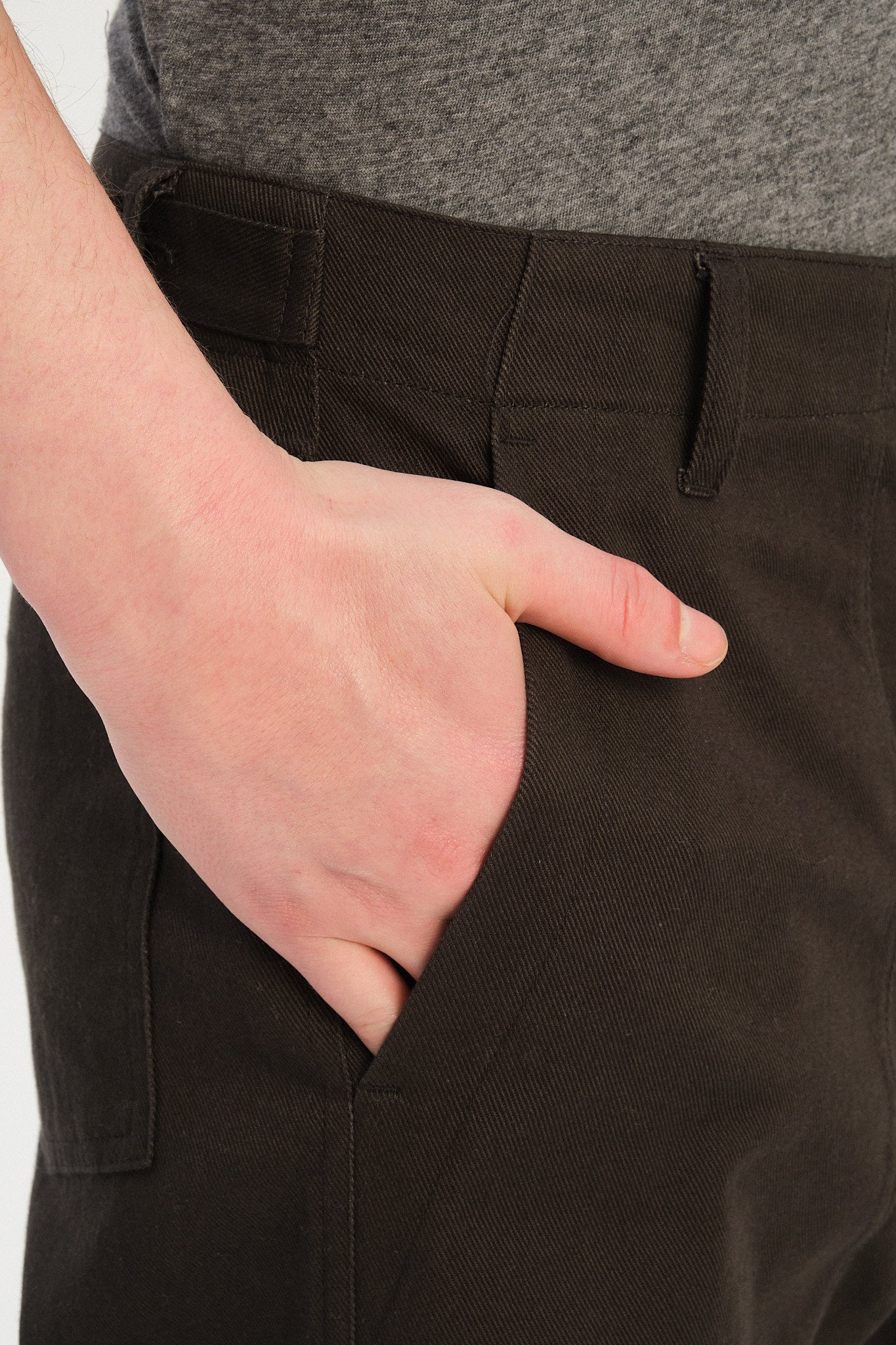 Fatigue Pants in a Fine Anthracite Japanese Twill of Cotton and Linen