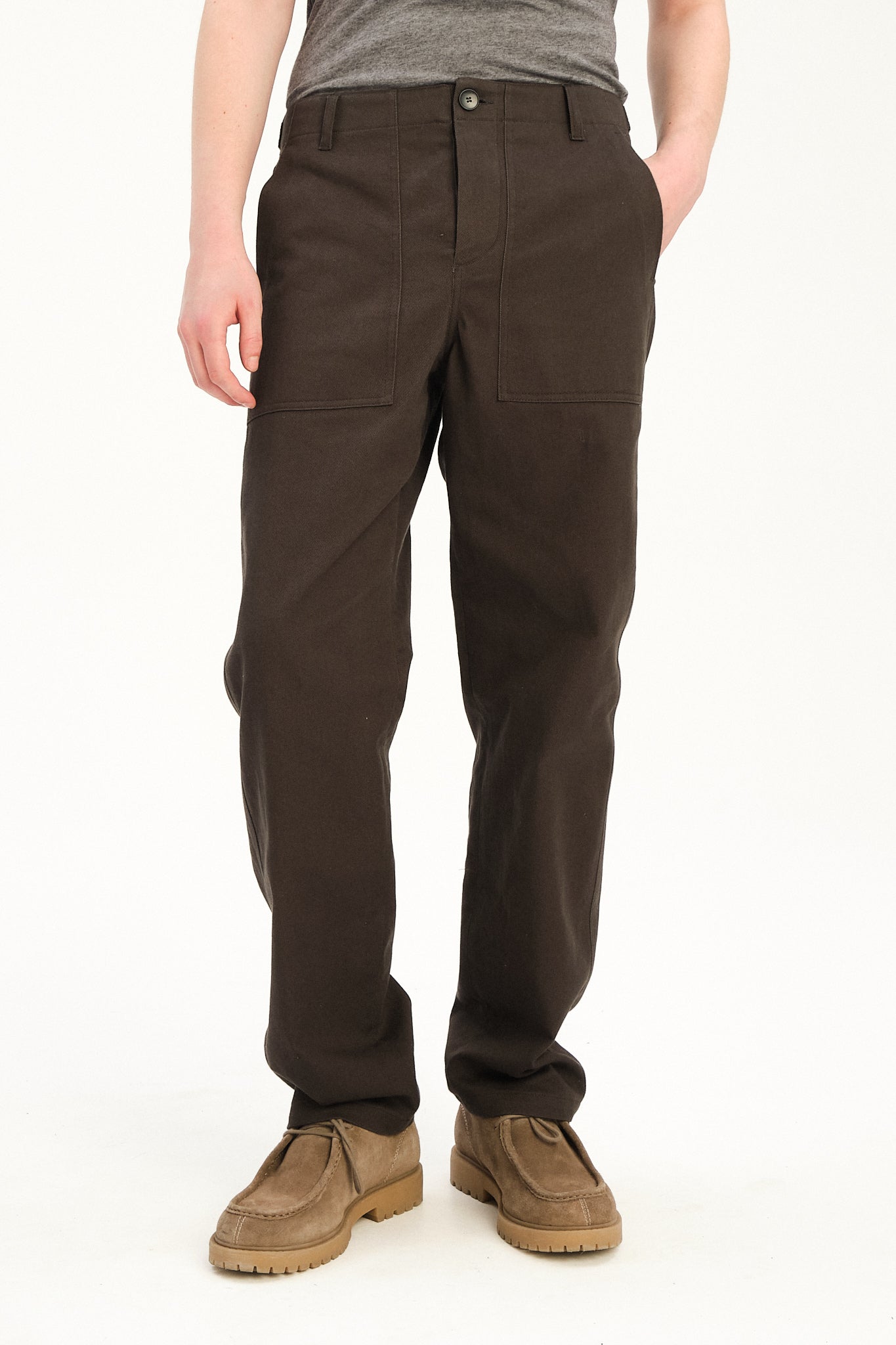 Fatigue Pants in a Fine Anthracite Japanese Twill of Cotton and Linen