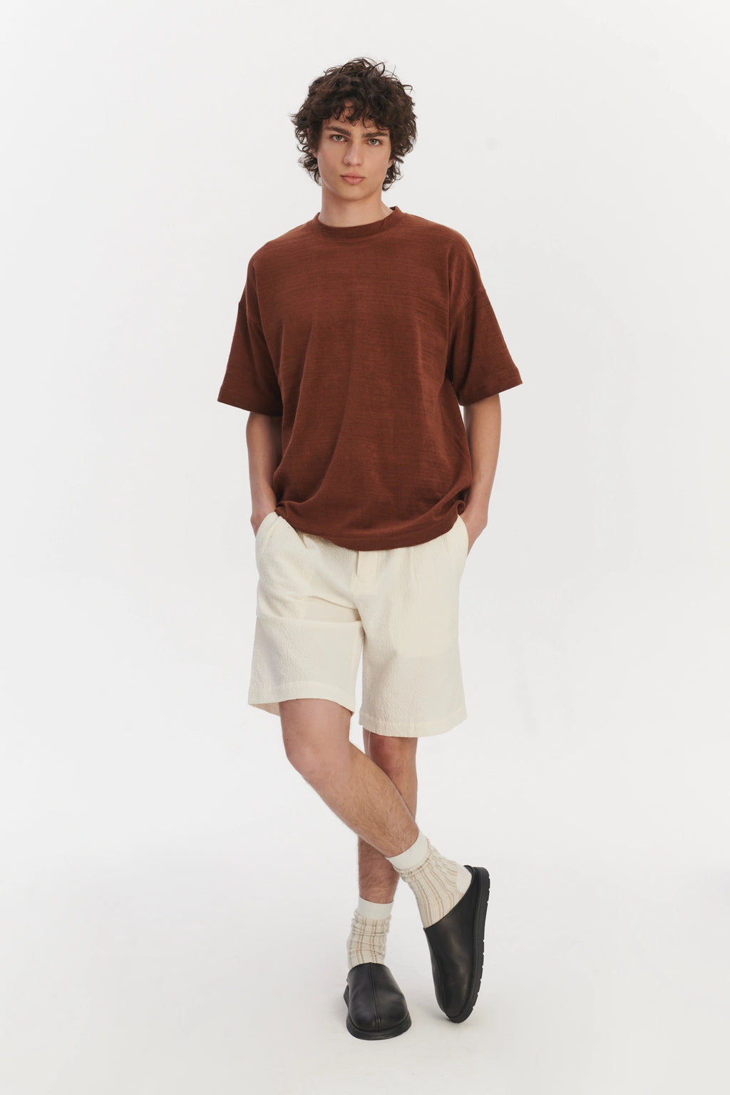Oversized T-Shirt in a Rusty Brown Fine Portuguese Organic Cotton