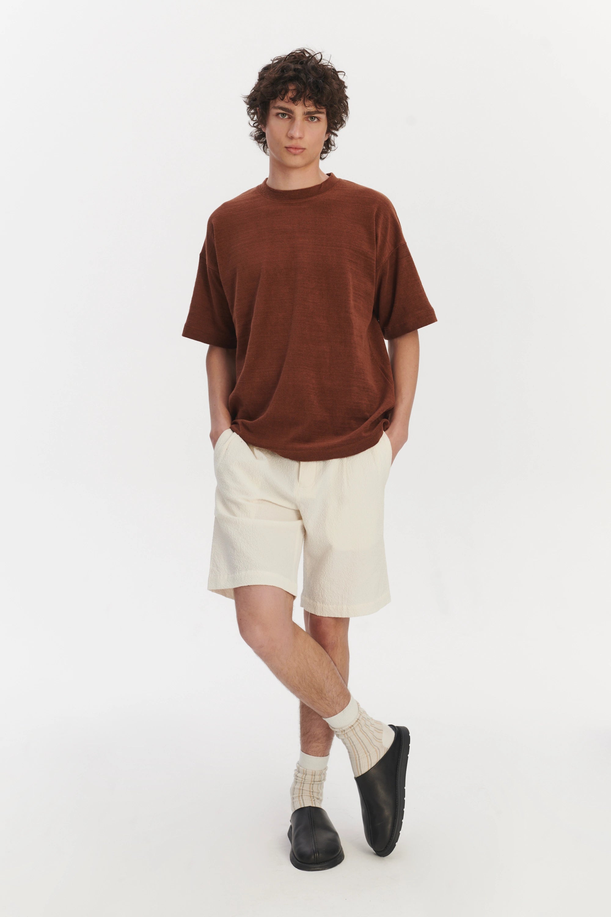 Oversized T-Shirt in a Rusty Brown Fine Portuguese Organic Cotton
