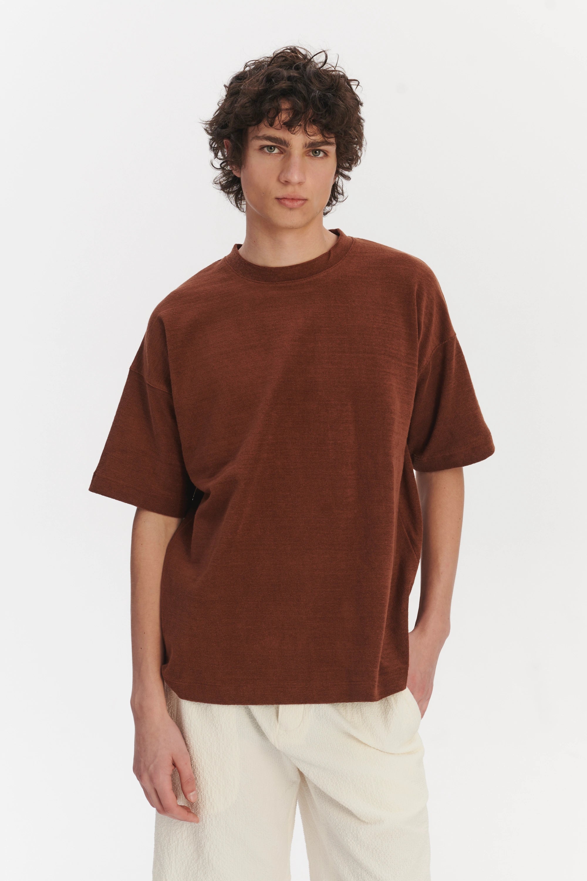 Oversized T-Shirt in a Rusty Brown Fine Portuguese Organic Cotton