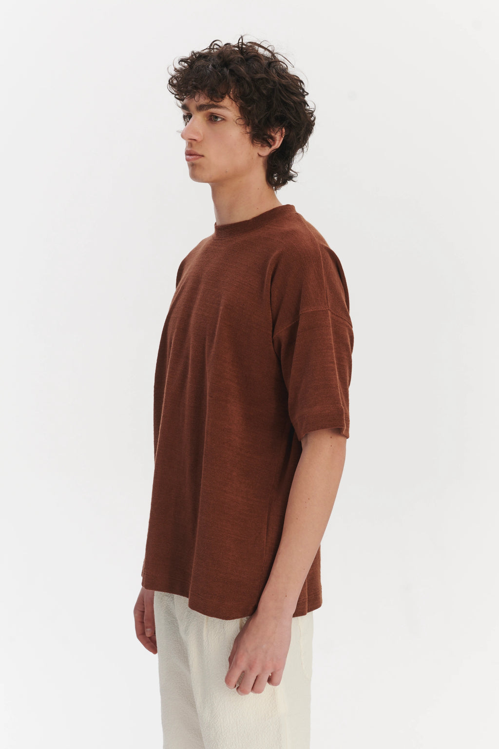 Oversized T-Shirt in a Rusty Brown Fine Portuguese Organic Cotton