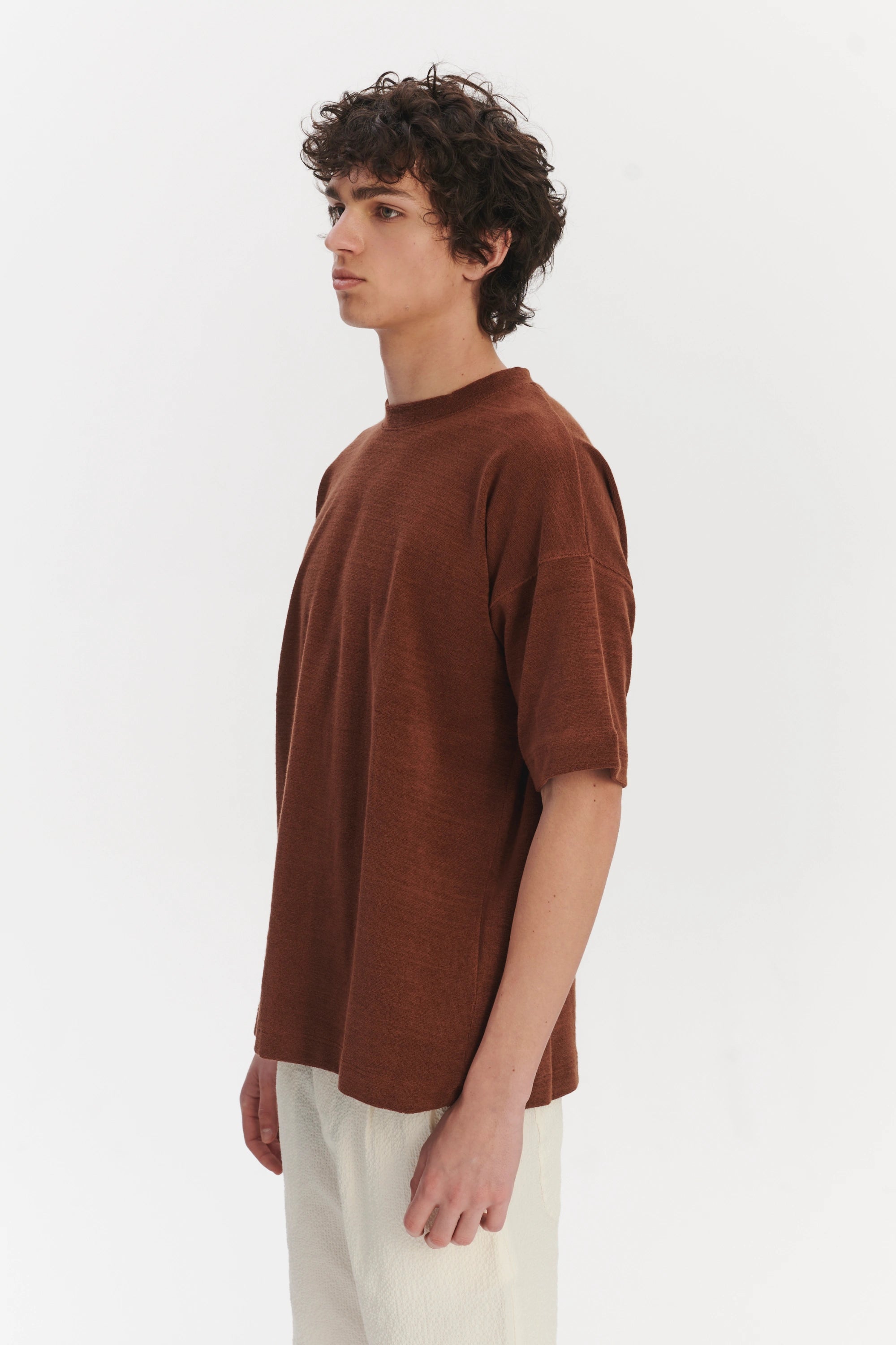 Oversized T-Shirt in a Rusty Brown Fine Portuguese Organic Cotton