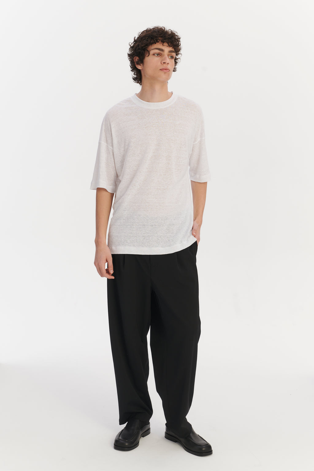 T-Shirt in a White Lithuanian airy Linen Jersey