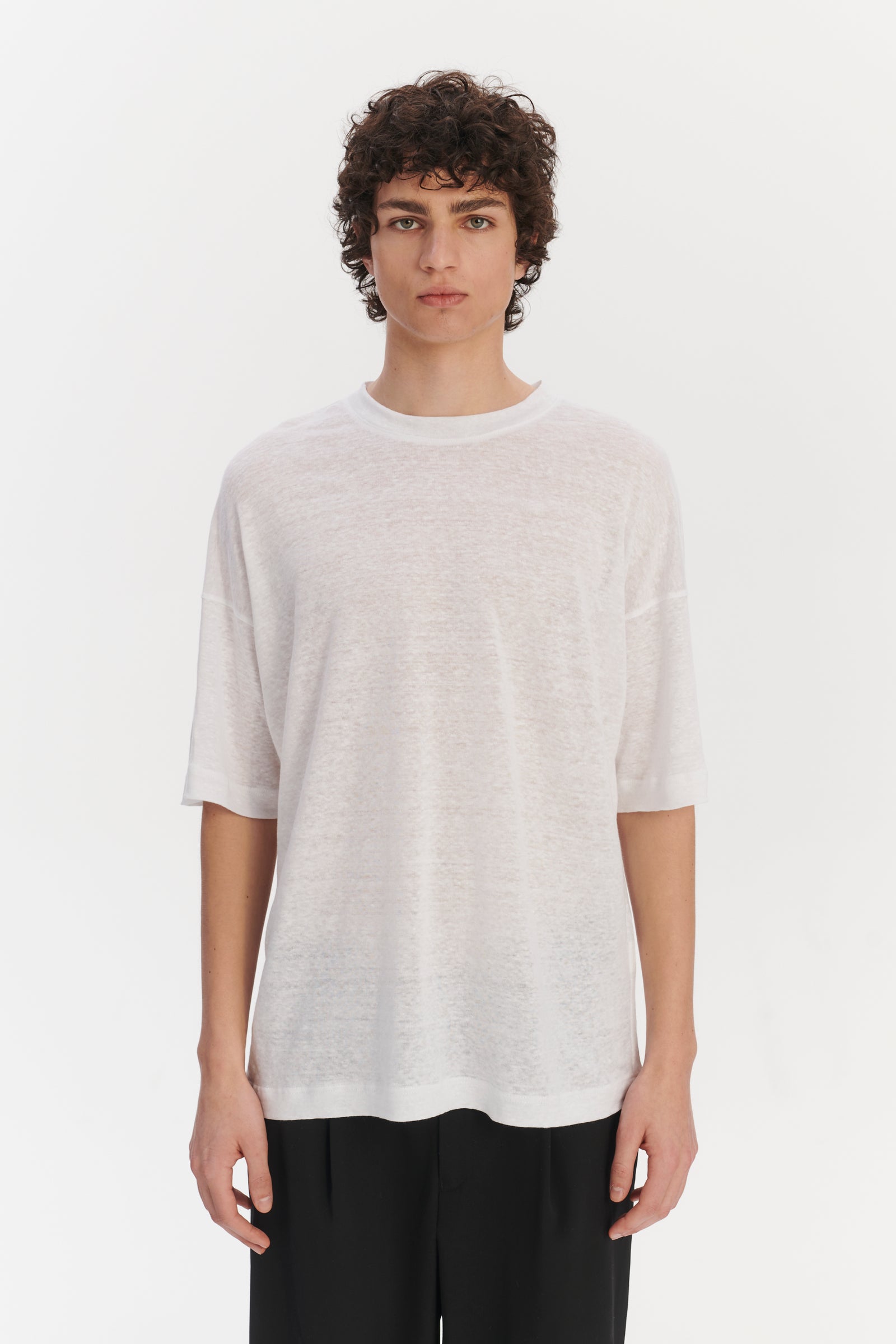 T-Shirt in a White Airy Lithuanian Pure Linen Jersey