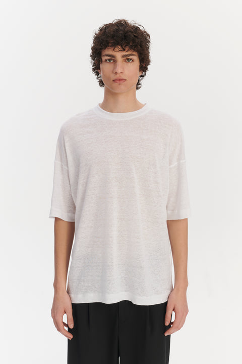 T-Shirt in a White Lithuanian airy Linen Jersey