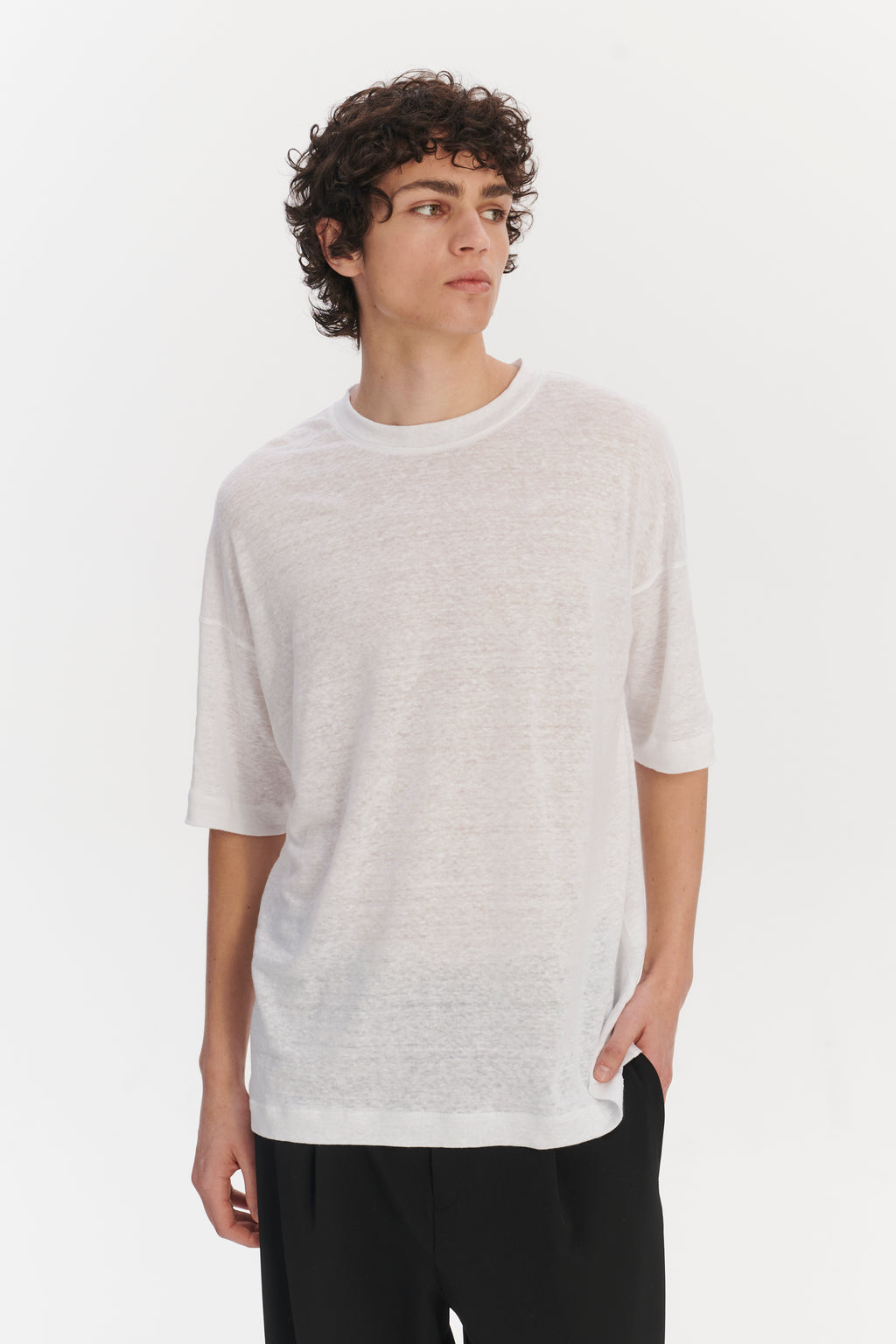 T-Shirt in a White Lithuanian airy Linen Jersey
