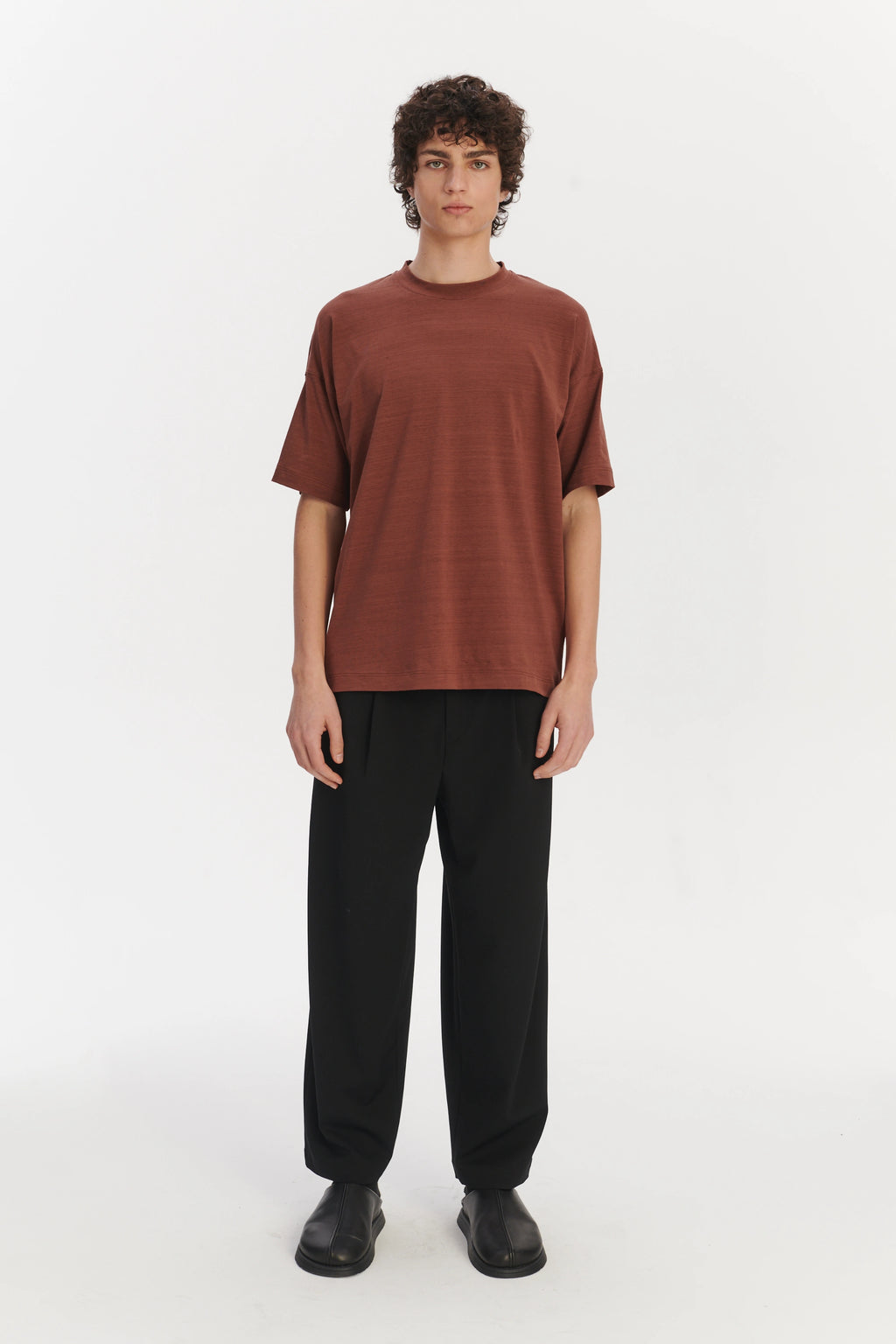 Oversized T-Shirt in a Rusty Red Brown Portuguese Organic Cotton and Lyocell