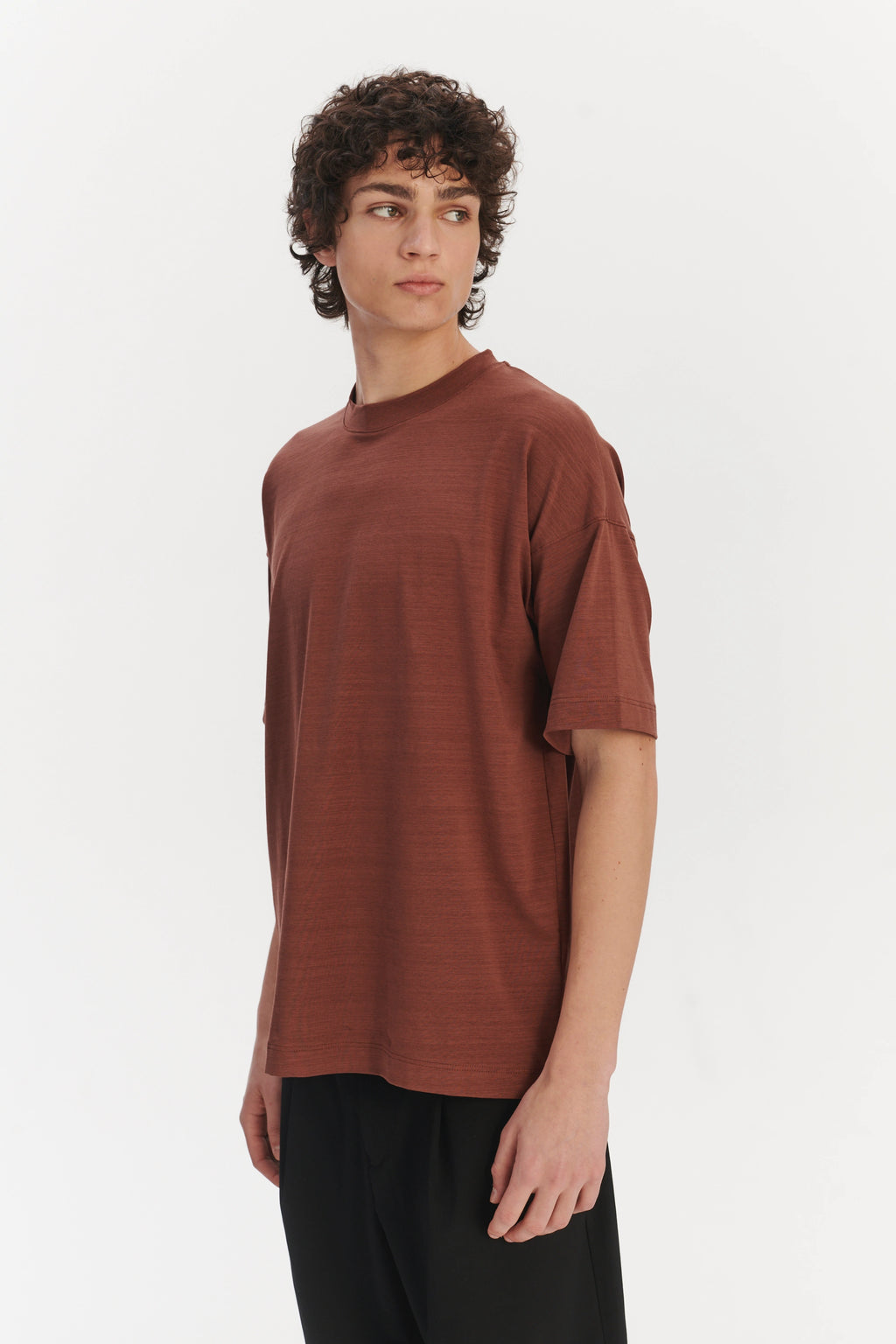Oversized T-Shirt in a Rusty Red Brown Portuguese Organic Cotton and Lyocell