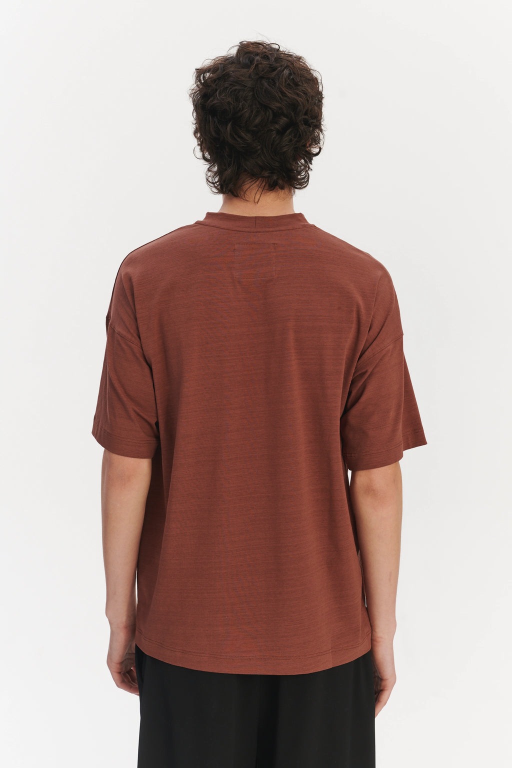 Oversized T-Shirt in a Rusty Red Brown Portuguese Organic Cotton and Lyocell