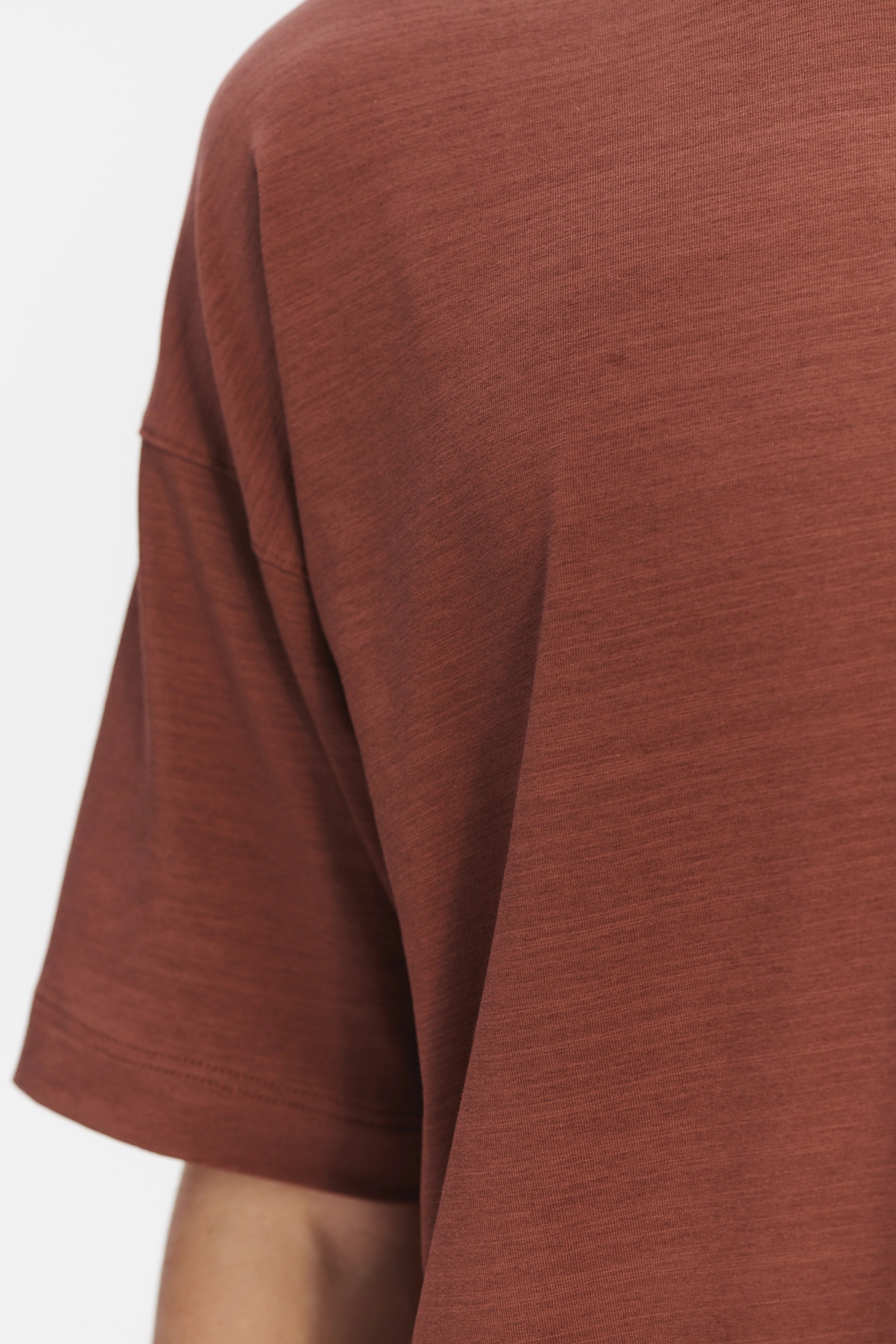 Oversized T-Shirt in a Rusty Red Brown Portuguese Organic Cotton and Lyocell