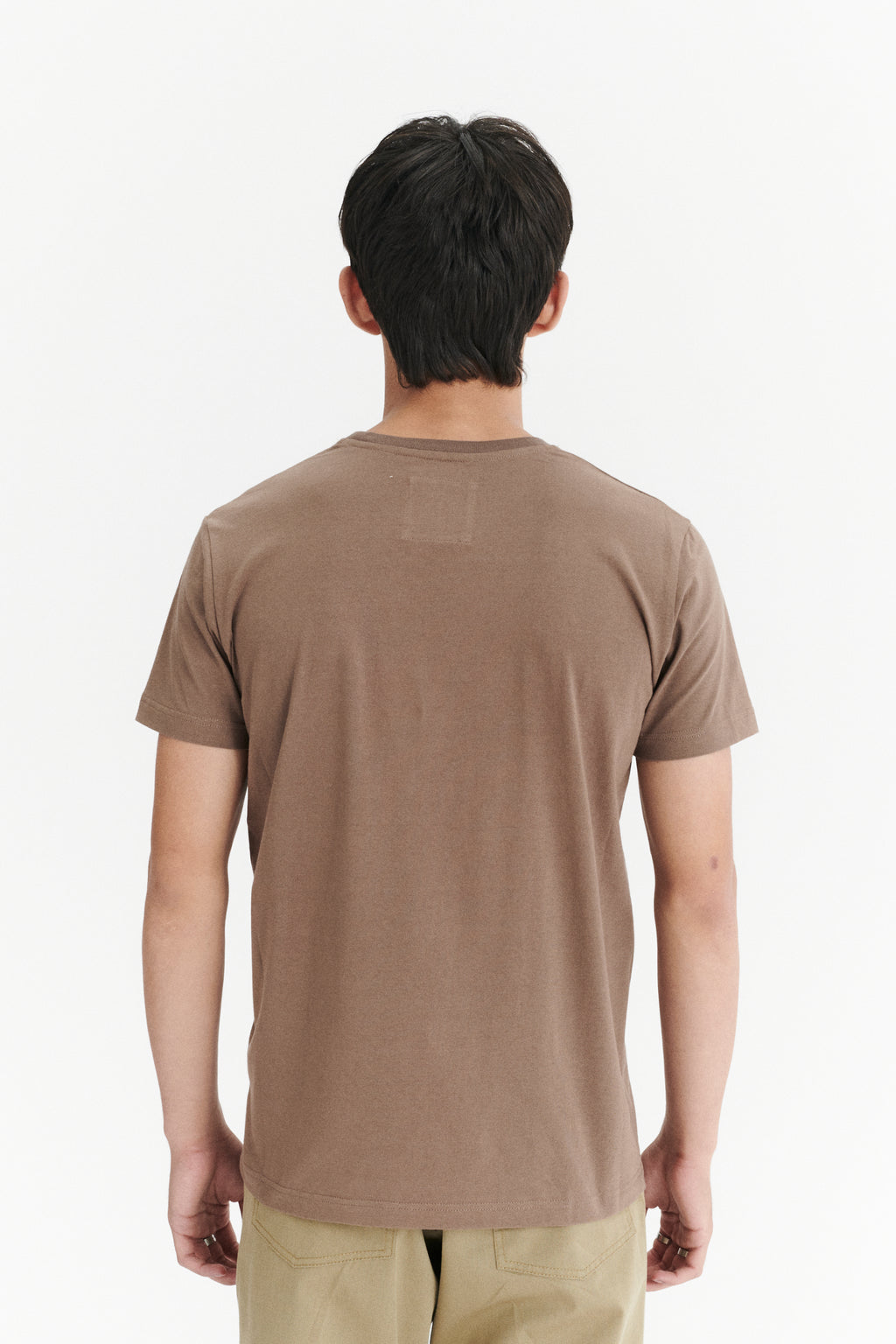 Pocket T-Shirt in a Taupe Shady Brown Japanese Soft Organic Cotton Jersey