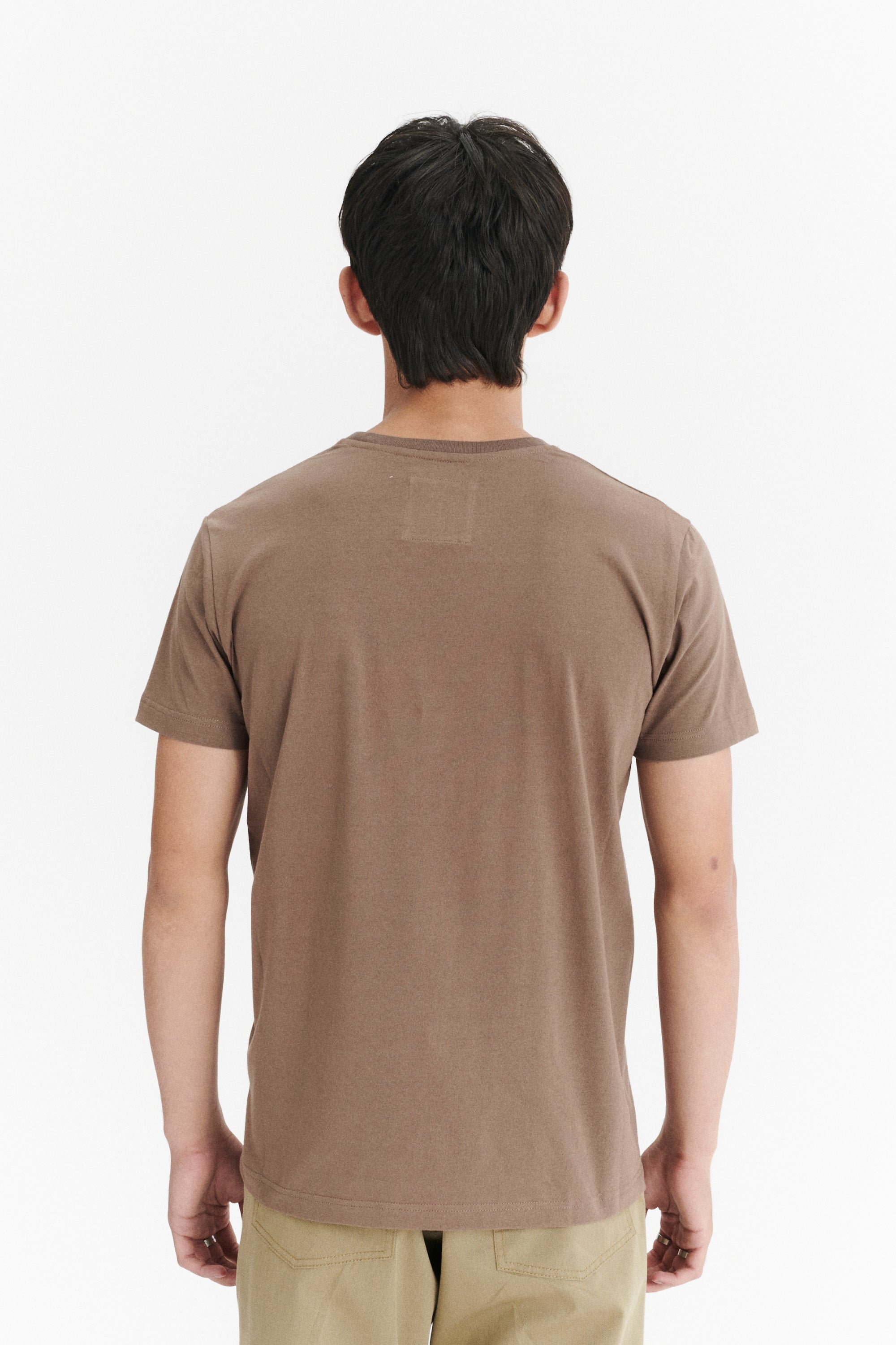 Pocket T-Shirt in a Taupe Shady Brown Japanese Soft Organic Cotton Jersey