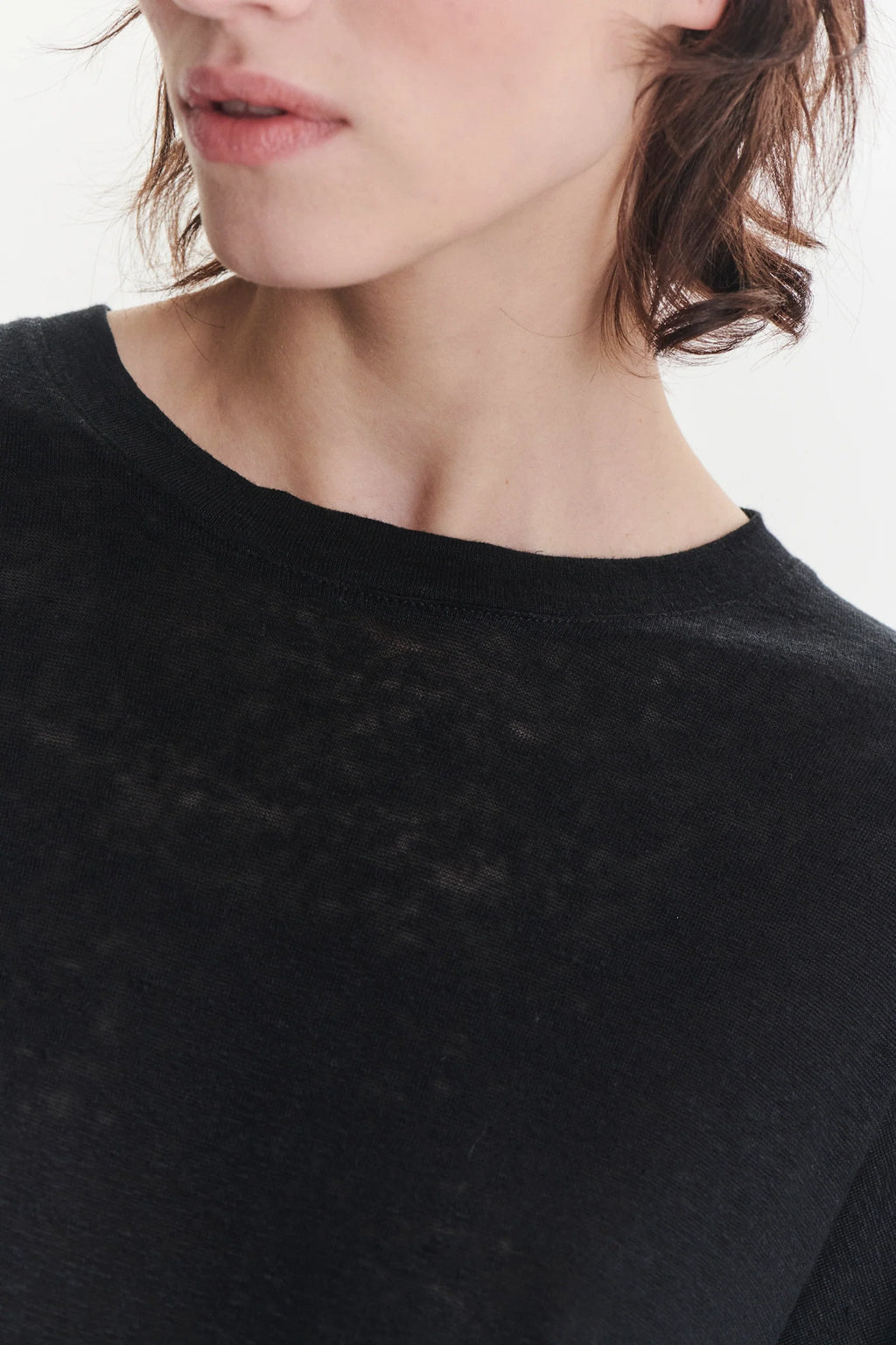 Threequarter Sleeve Top in the Finest Black Lithuanian Linen Jersey