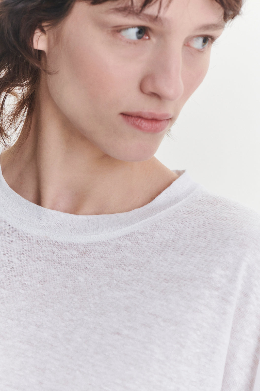 Threequarter Sleeve Top in the Finest White Lithuanian Linen Jersey