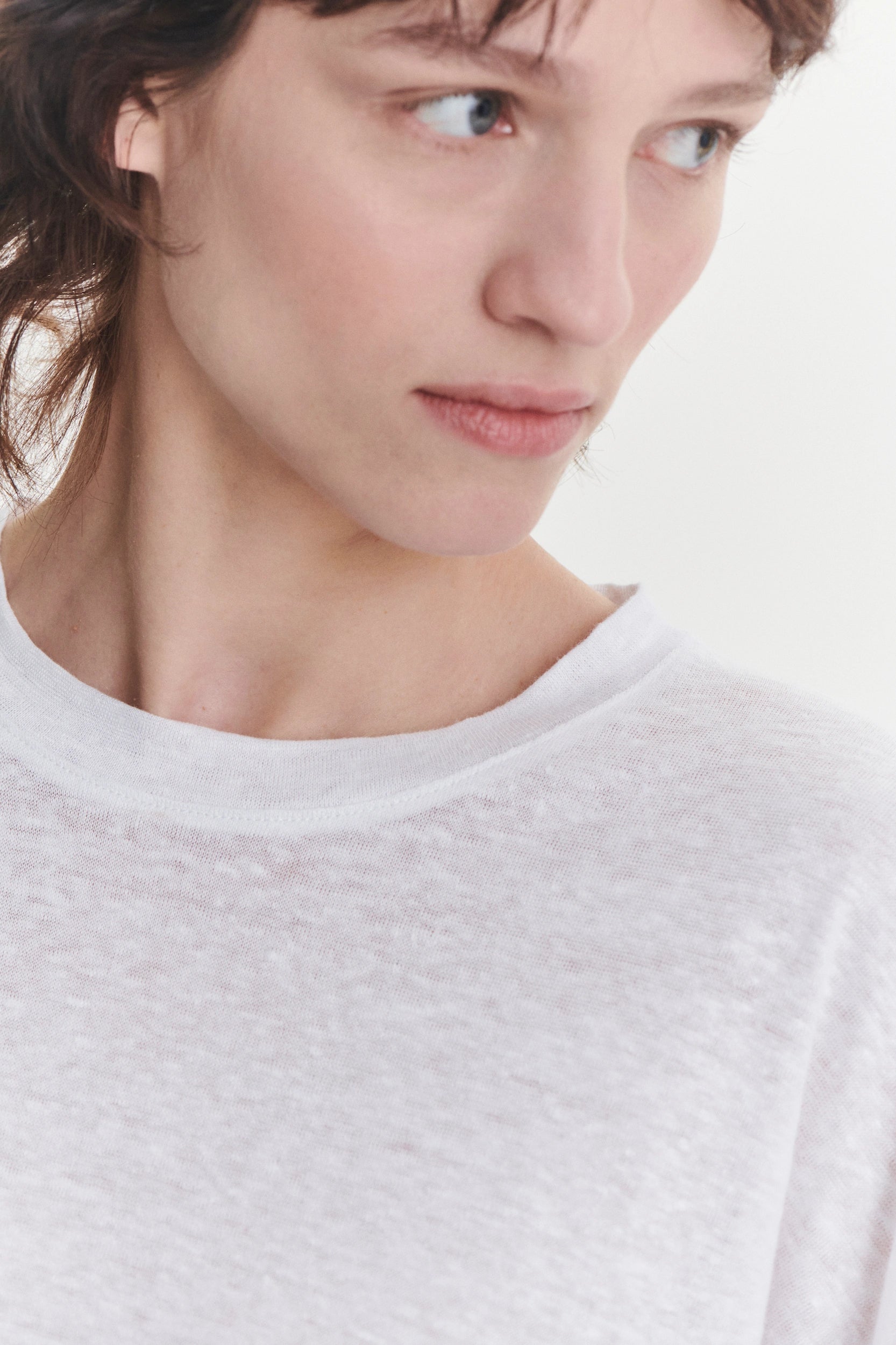 Threequarter Sleeve Top in the Finest White Lithuanian Linen Jersey