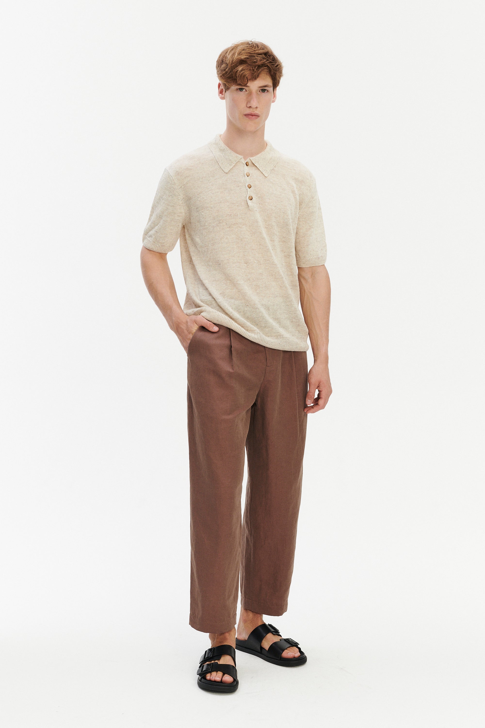 Short Sleeve Linen Polo – Oat
