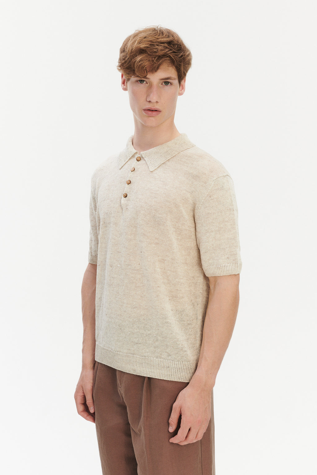 Short Sleeve Linen Polo – Oat