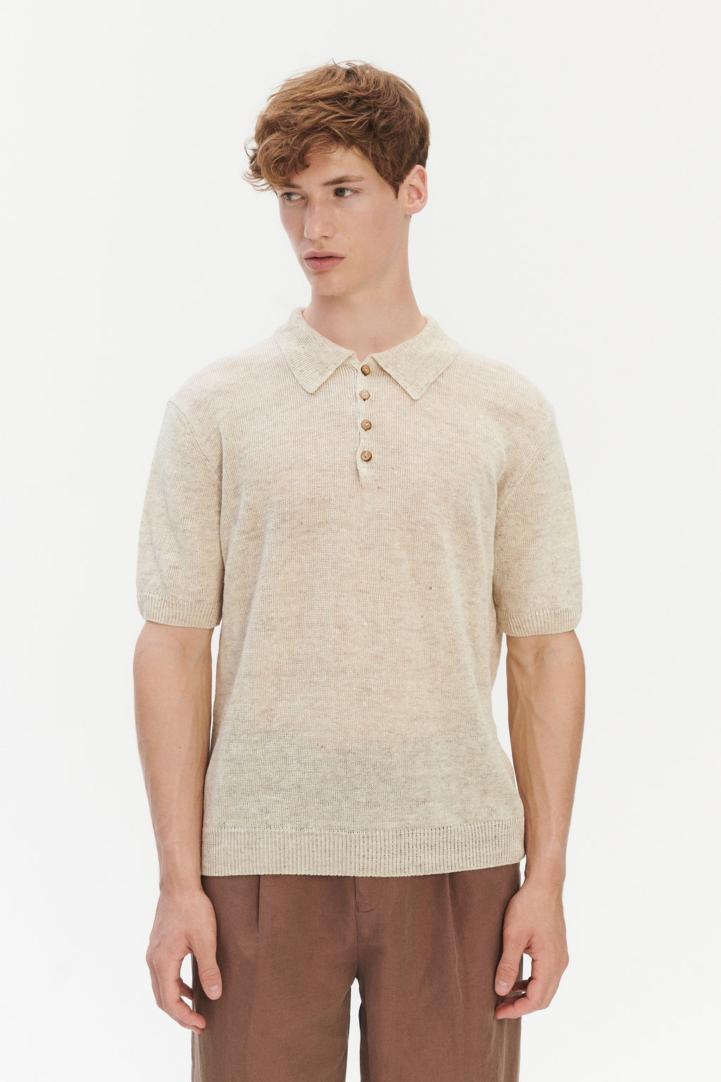 Short Sleeve Linen Polo – Oat