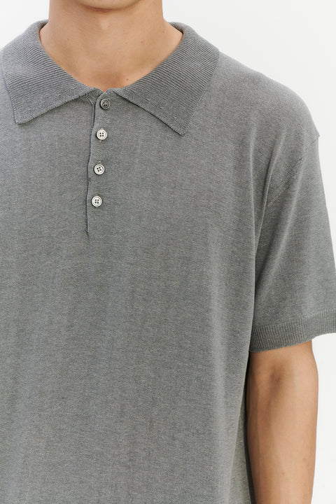 Classy Polo in a Silver Grey Italian Pure Noble Silk