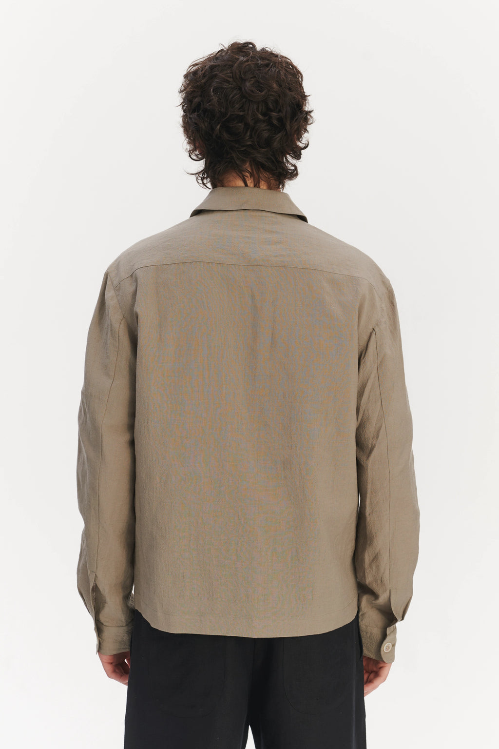 Relaxed Jacket in a Beige Italian Virgin Wool and Linen