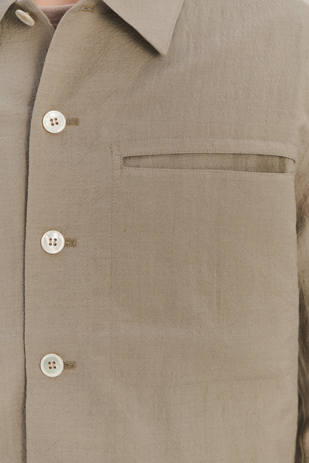 Relaxed Jacket in a Beige Italian Virgin Wool and Linen