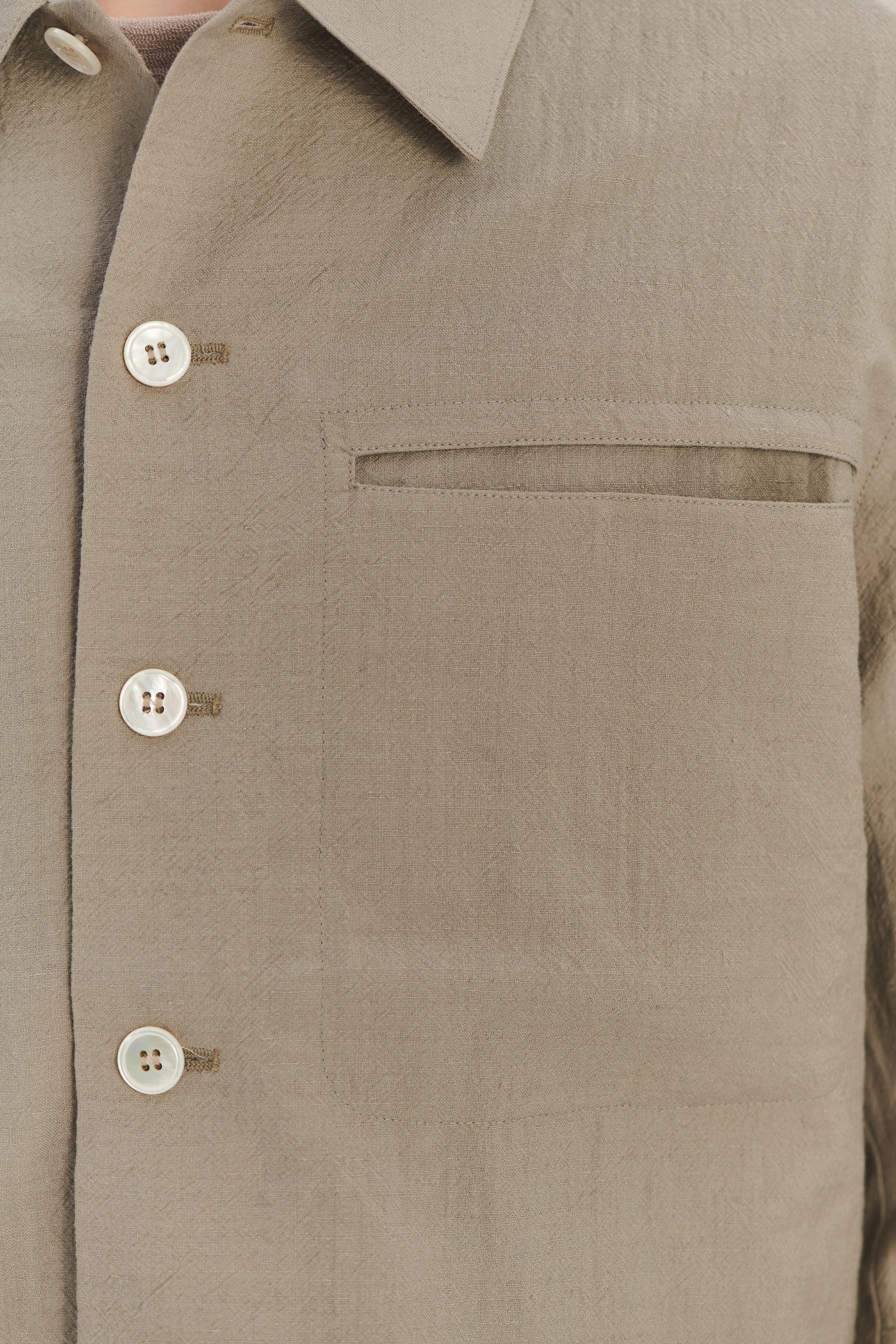 Relaxed Jacket in a Beige Italian Virgin Wool and Linen